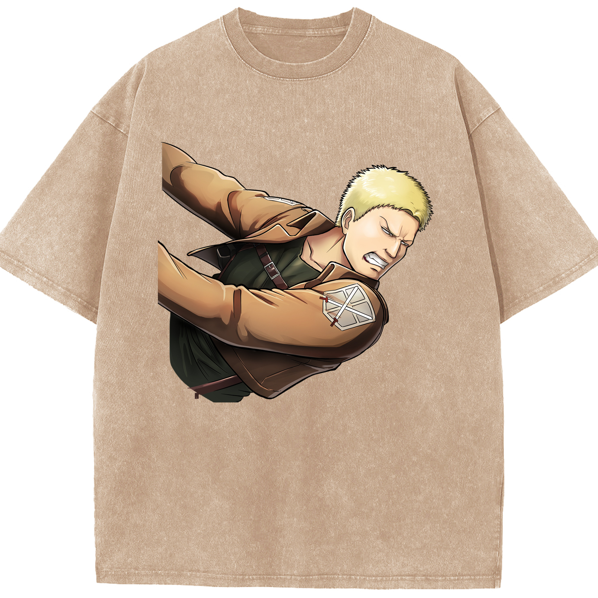 （画像用） 進撃の巨人 ライナー・ブラウン Attack on Titan Reiner Braun 綿100% ヴィンテージ風 半袖Tシャツ（フロントプリント）