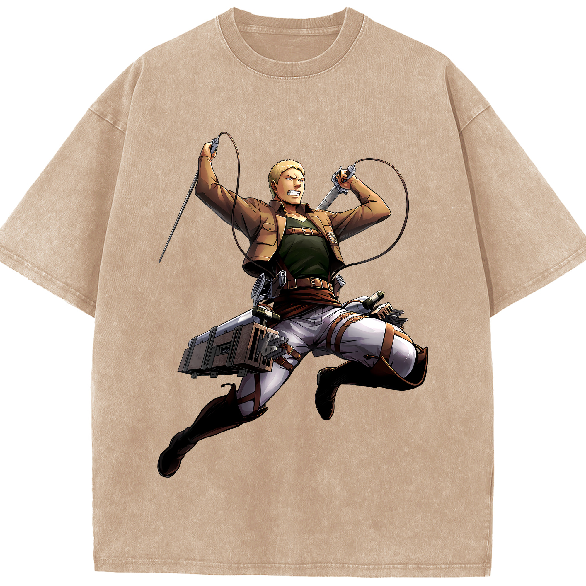 （画像用） 進撃の巨人 ライナー・ブラウン Attack on Titan Reiner Braun 綿100% ヴィンテージ風 半袖Tシャツ（フロントプリント）