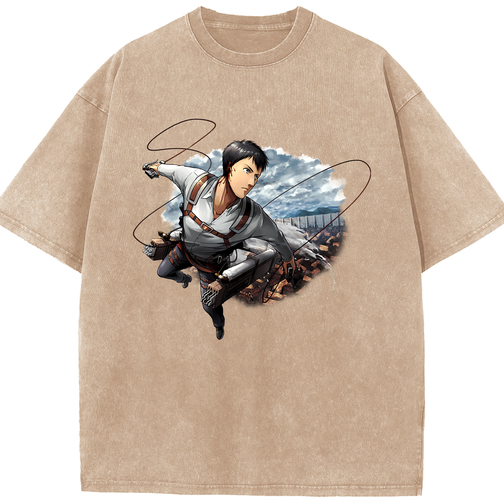 （画像用） 進撃の巨人 ベルトルト・フーバー Attack on Titan Bertholdt Hoover 綿100% ヴィンテージ風 半袖Tシャツ（フロントプリント）