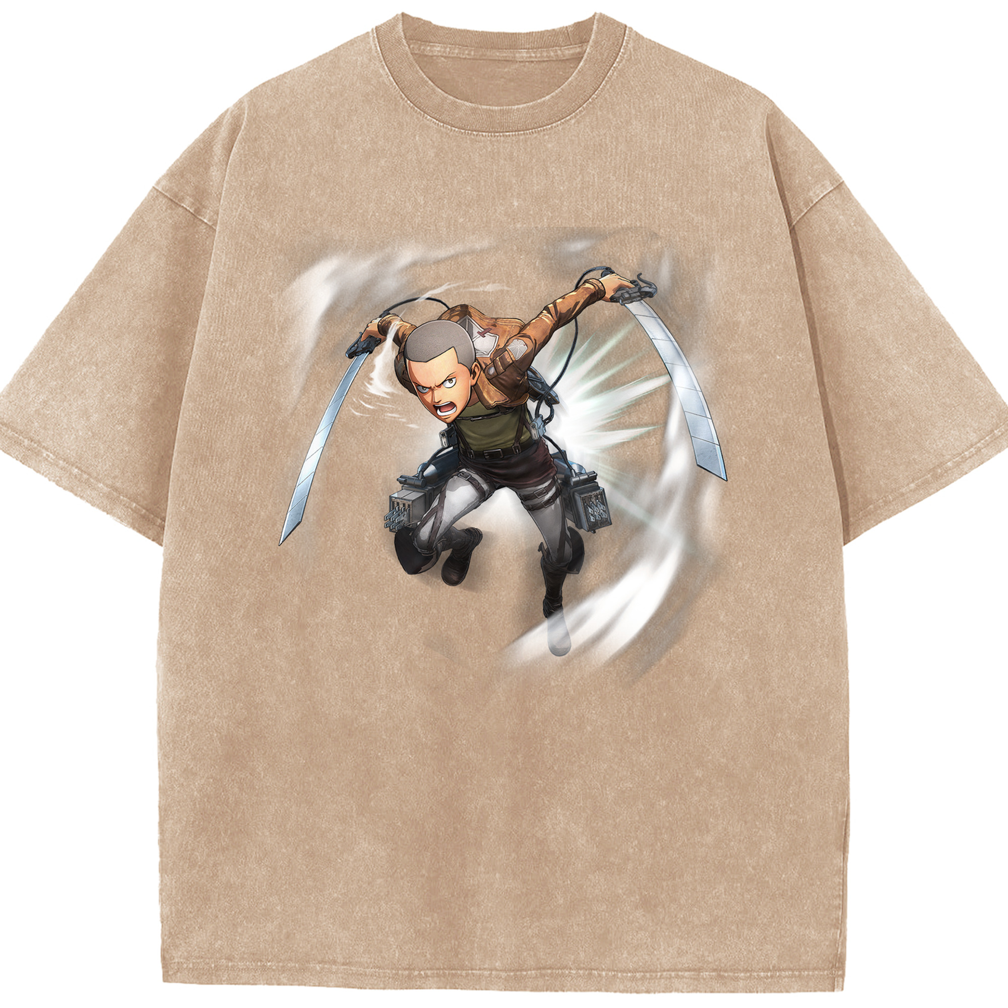 （画像用） 進撃の巨人 コニー·スプリンガー Attack on Titan Connie Springer 綿100% ヴィンテージ風 半袖Tシャツ（フロントプリント）
