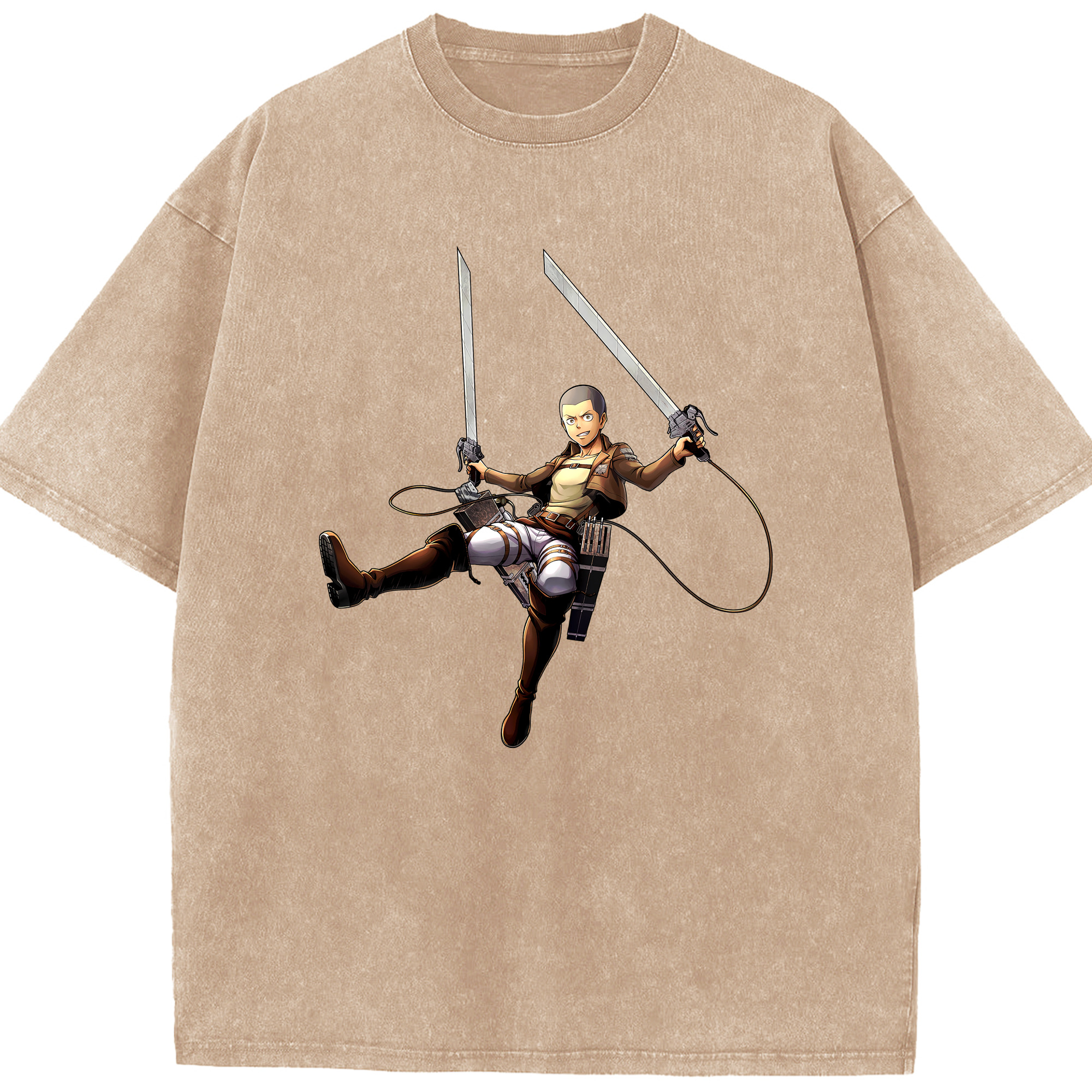 （画像用） 進撃の巨人 コニー·スプリンガー Attack on Titan Connie Springer 綿100% ヴィンテージ風 半袖Tシャツ（フロントプリント）