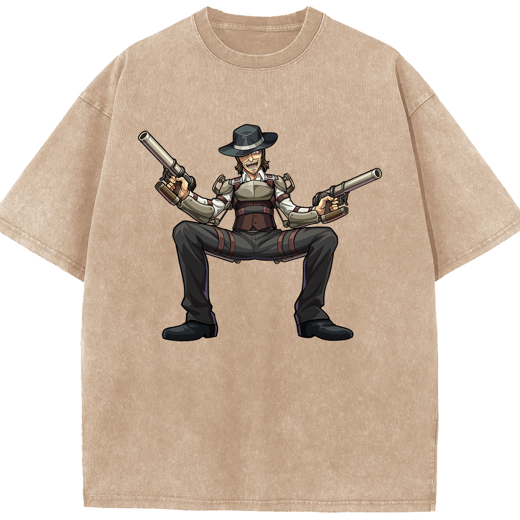 （画像用） 進撃の巨人 ケニー·アッカーマン Attack on Titan Kenny Ackerman 綿100% ヴィンテージ風 半袖Tシャツ（フロントプリント）