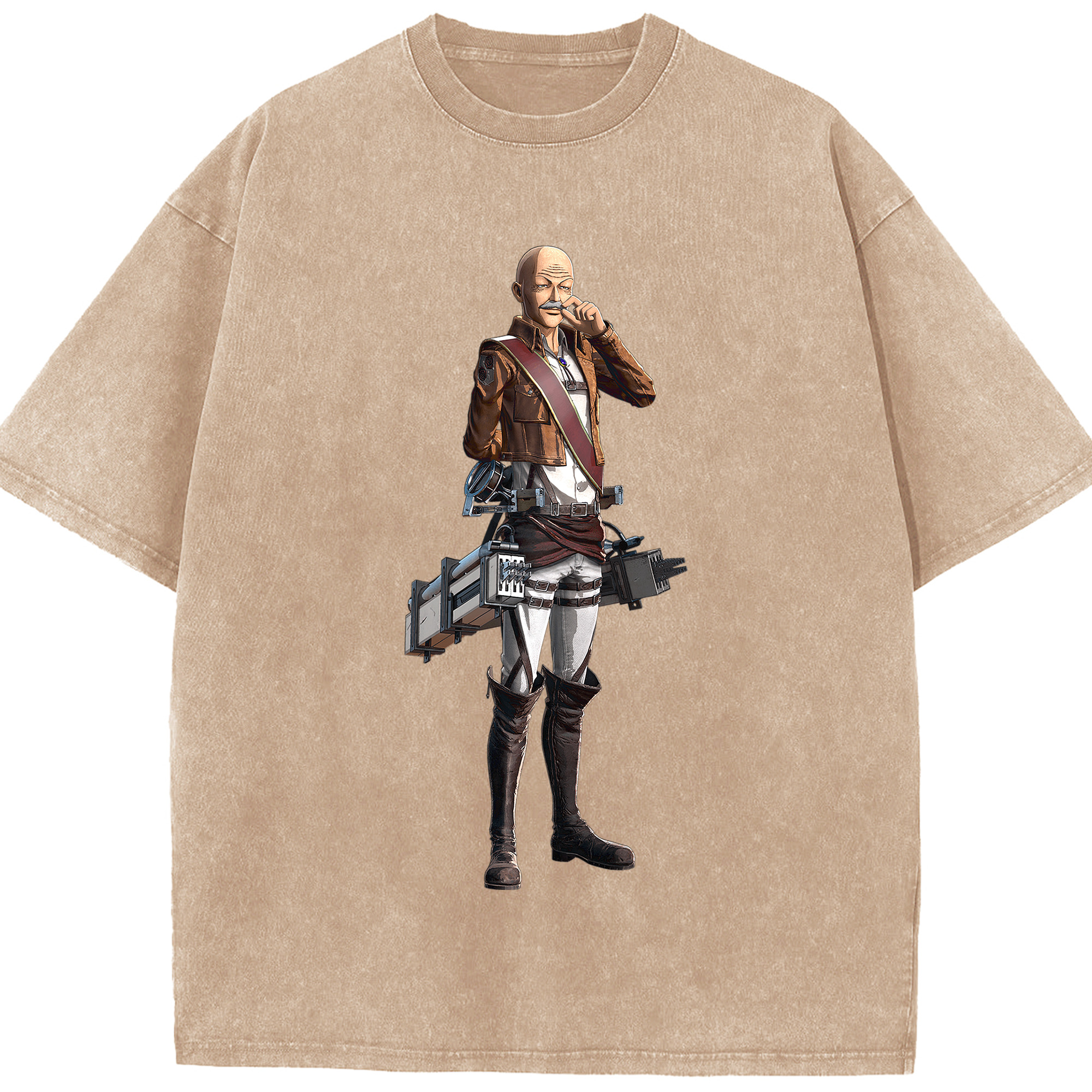 （画像用） 進撃の巨人 ドット·ピクシス Attack on Titan Dot Pixis 綿100% ヴィンテージ風 半袖Tシャツ（フロントプリント）