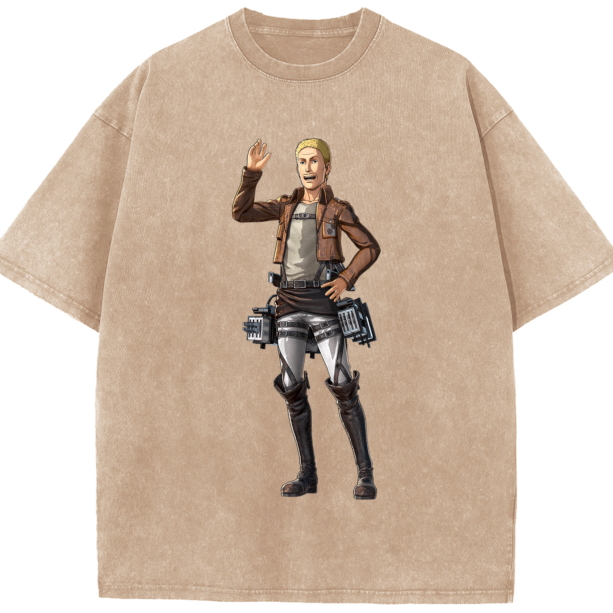 （画像用） 進撃の巨人 ハンネス Attack on Titan Hannes 綿100% ヴィンテージ風 半袖Tシャツ（フロントプリント）