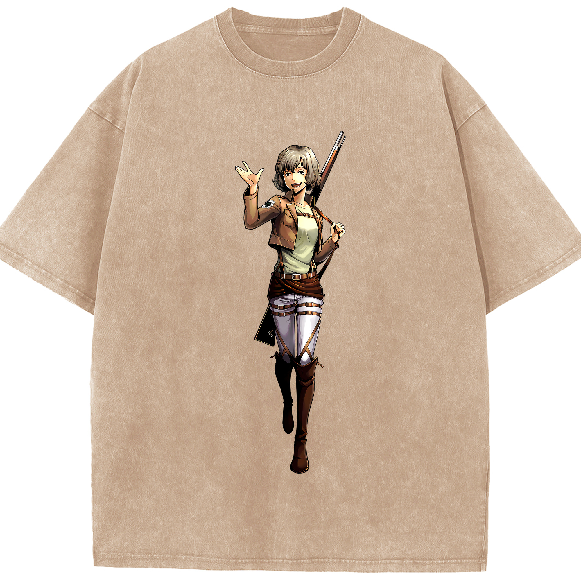 （画像用） 進撃の巨人 ヒツチ Attack on Titan Hitch 綿100% ヴィンテージ風 半袖Tシャツ（フロントプリント）
