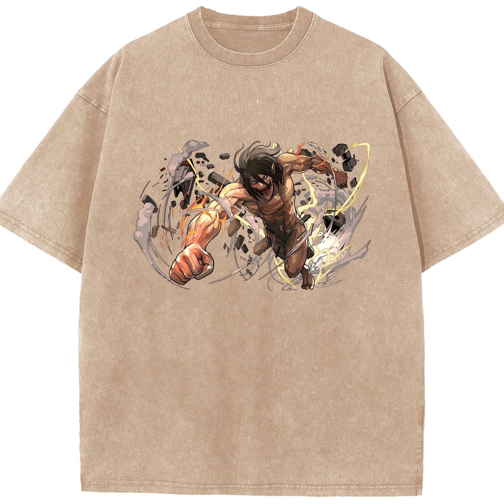 （画像用） 進撃の巨人 Attack on Titan 綿100% ヴィンテージ風 半袖Tシャツ（フロントプリント）