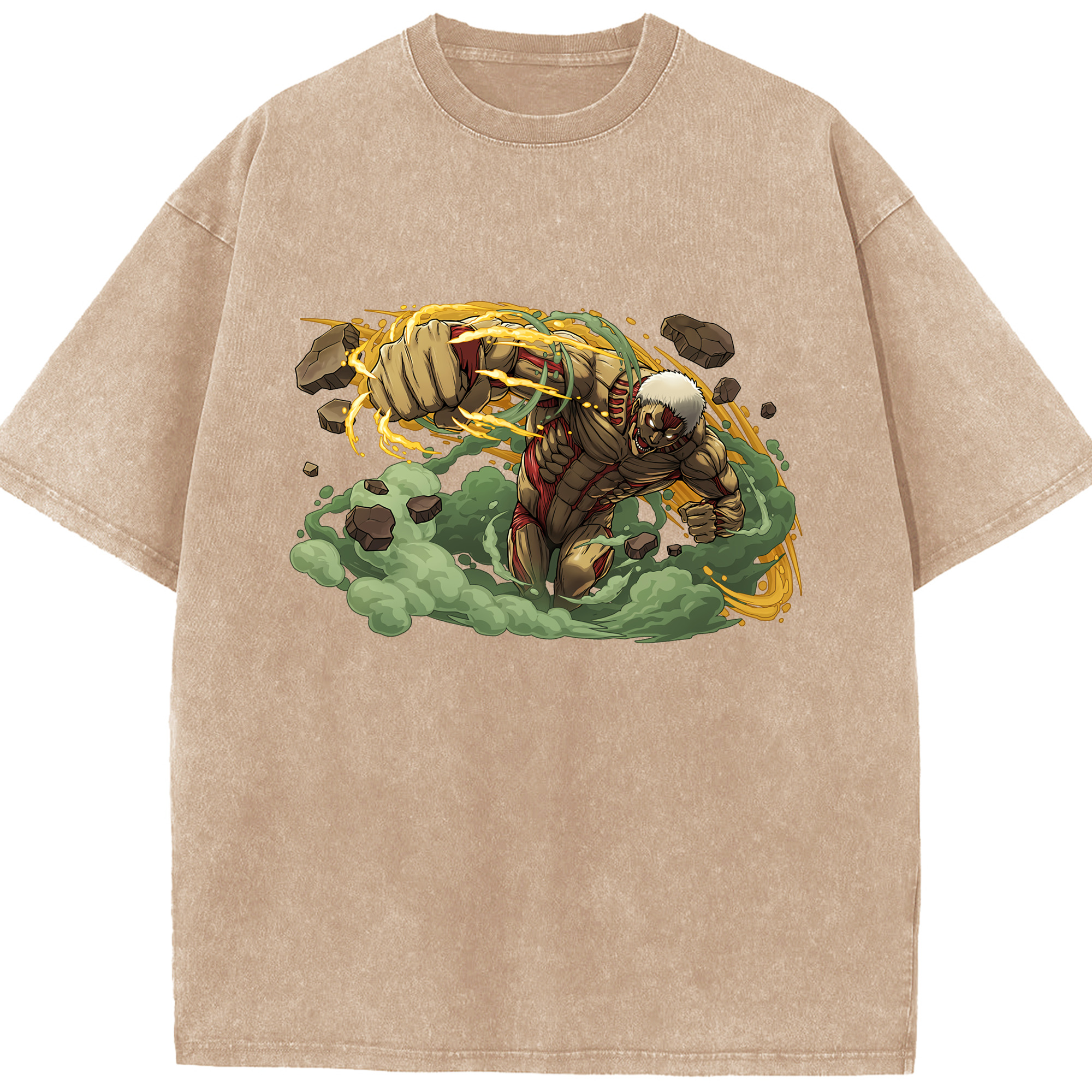 （画像用） 進撃の巨人 Attack on Titan 綿100% ヴィンテージ風 半袖Tシャツ（フロントプリント）