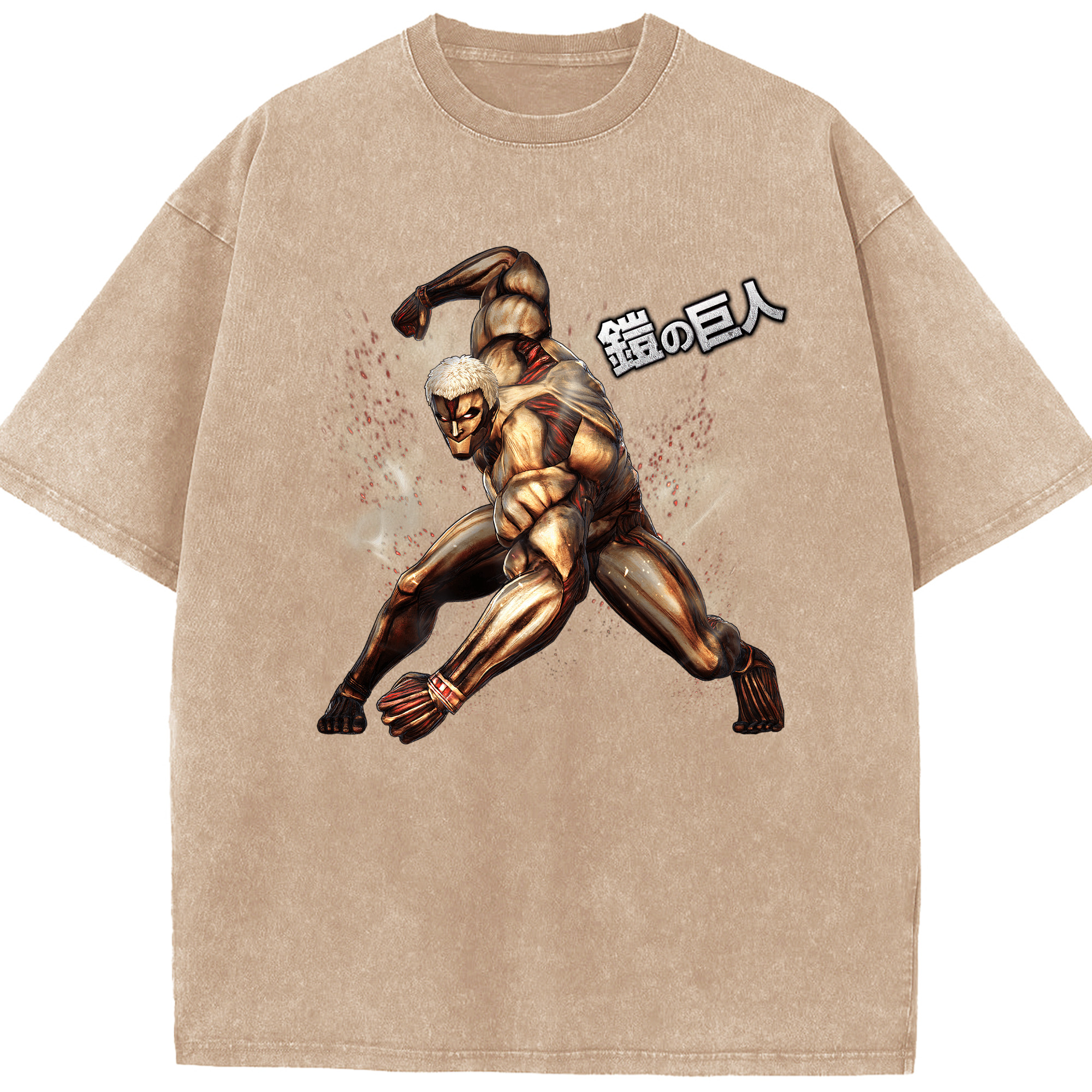 （画像用） 進撃の巨人 Attack on Titan 綿100% ヴィンテージ風 半袖Tシャツ（フロントプリント）