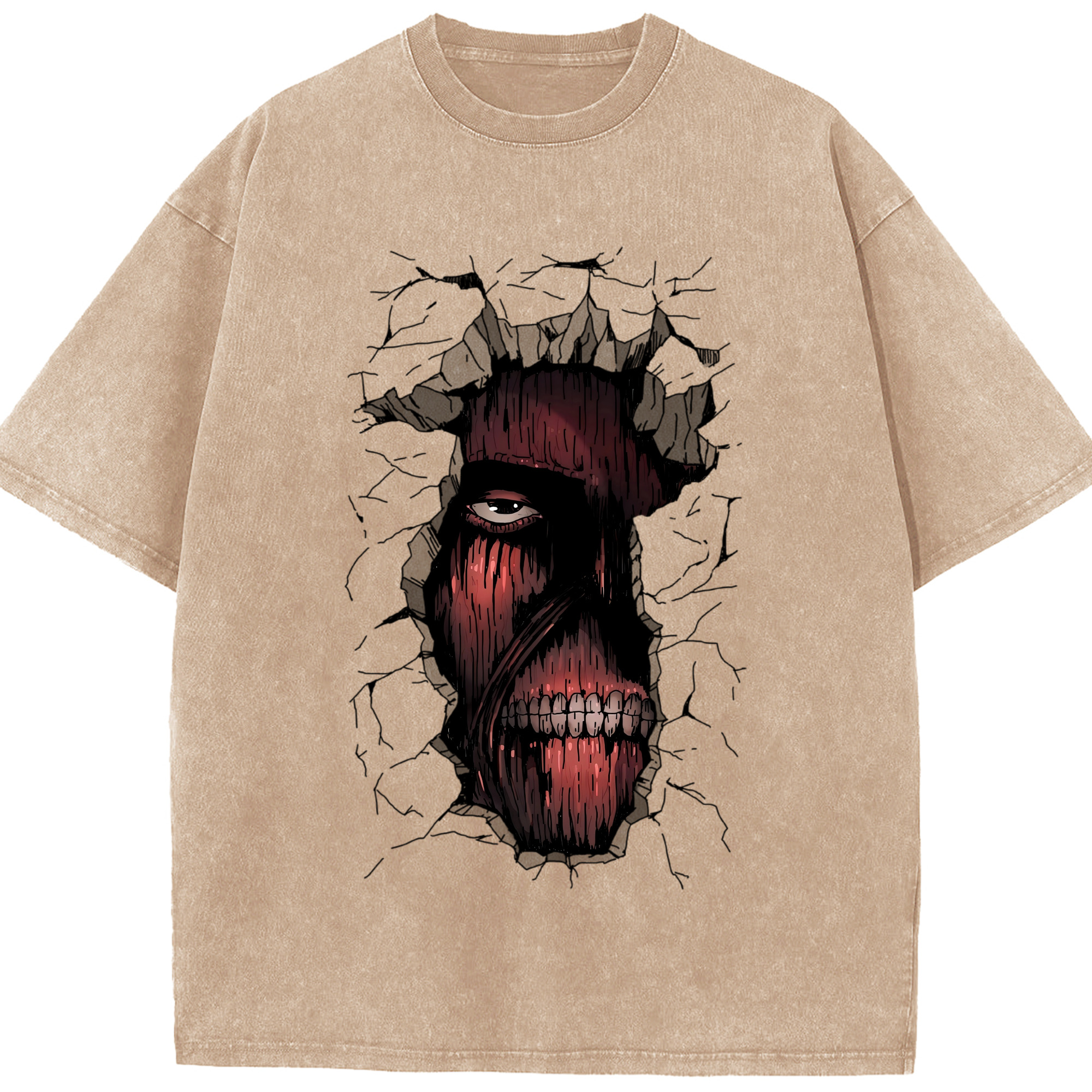 （画像用） 進撃の巨人 Attack on Titan 綿100% ヴィンテージ風 半袖Tシャツ（フロントプリント）