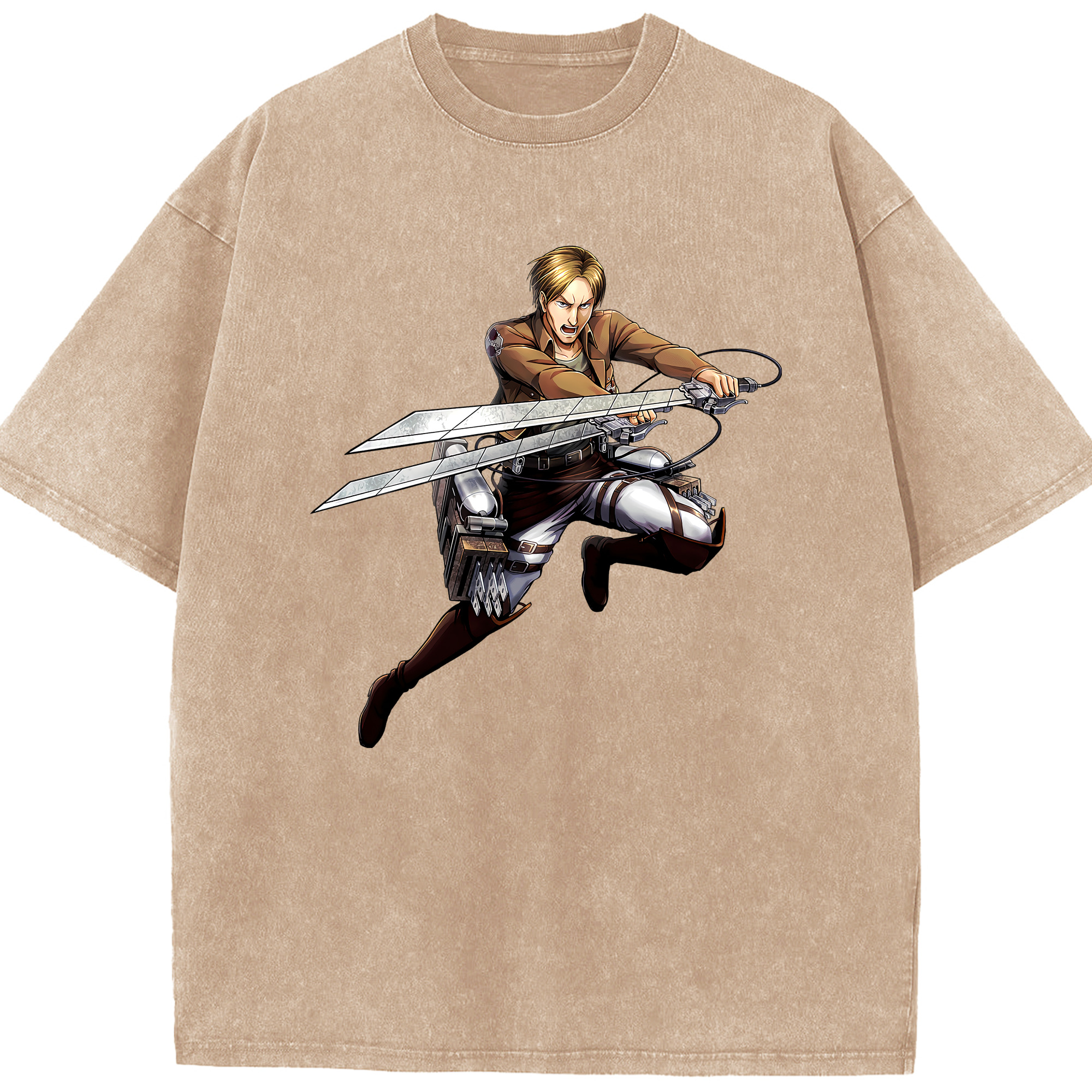 （画像用） 進撃の巨人 Attack on Titan 綿100% ヴィンテージ風 半袖Tシャツ（フロントプリント）