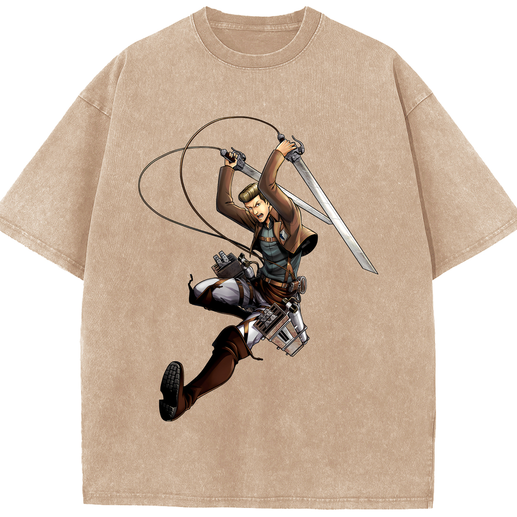（画像用） 進撃の巨人 Attack on Titan 綿100% ヴィンテージ風 半袖Tシャツ（フロントプリント）