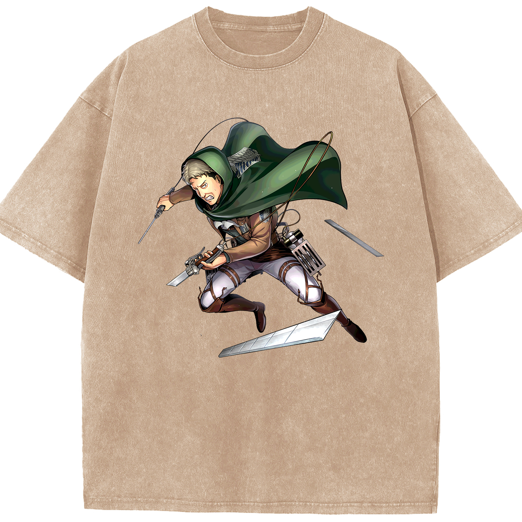 （画像用） 進撃の巨人 Attack on Titan 綿100% ヴィンテージ風 半袖Tシャツ（フロントプリント）