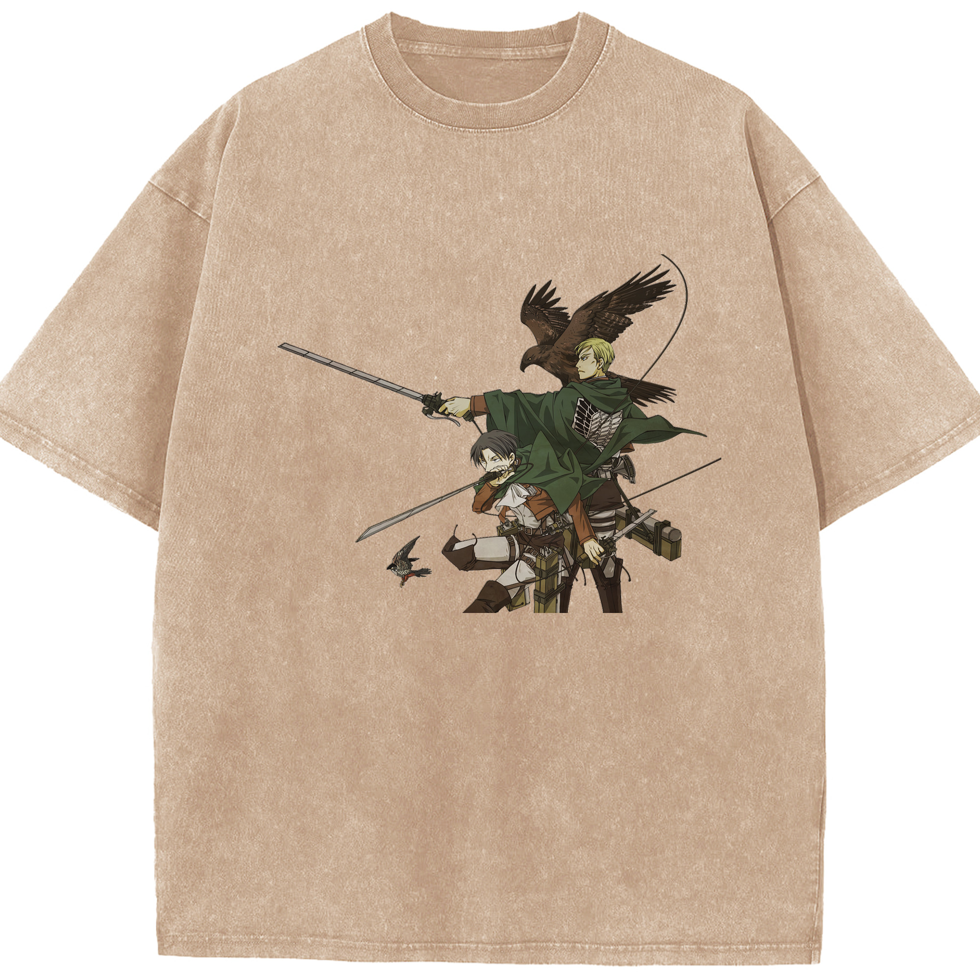 （画像用） 進撃の巨人 Attack on Titan 綿100% ヴィンテージ風 半袖Tシャツ（フロントプリント）