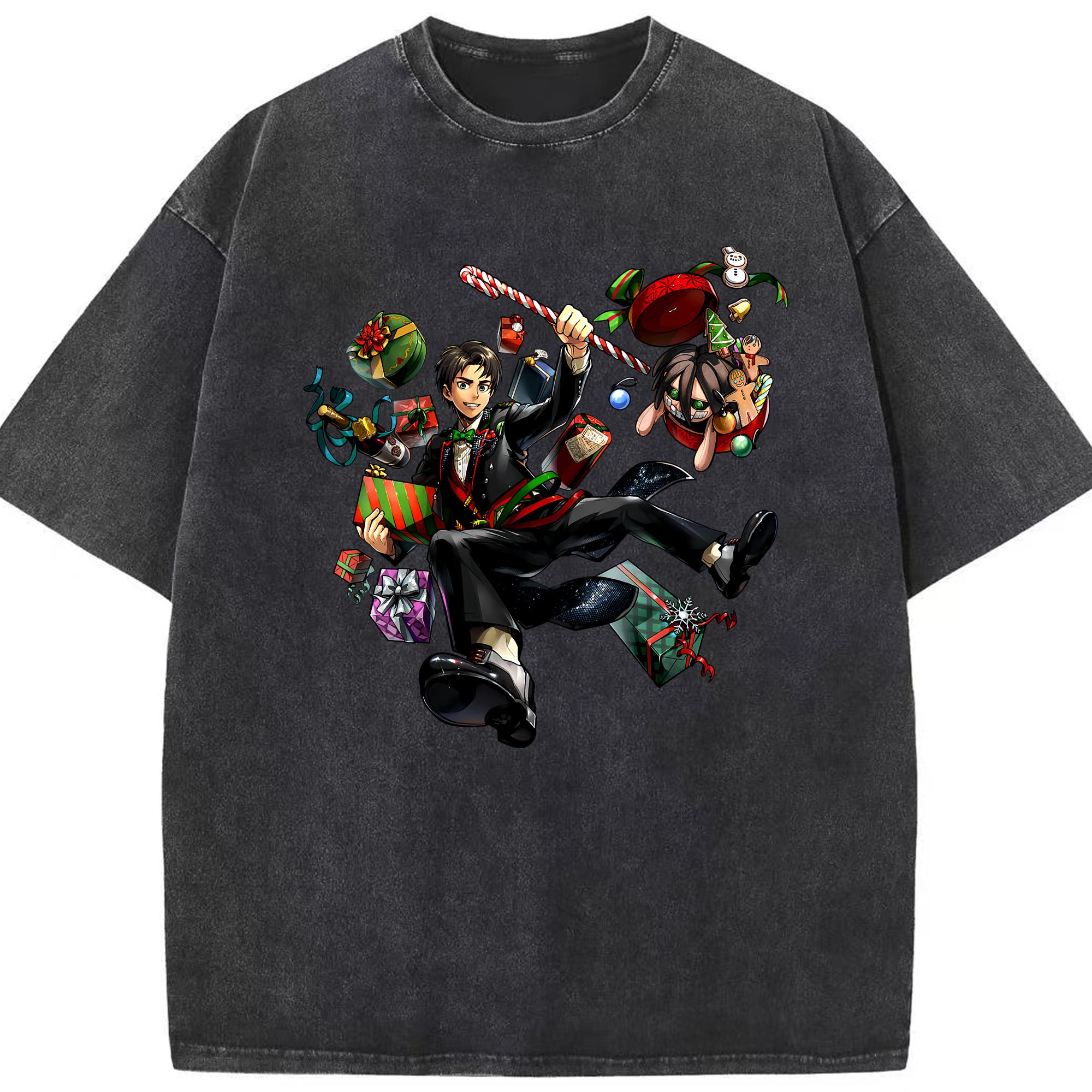 （画像用） 進撃の巨人 エレン･イェーガー Attack on Titan Eren Jäger 綿100% ヴィンテージ風 半袖Tシャツ（フロントプリント）