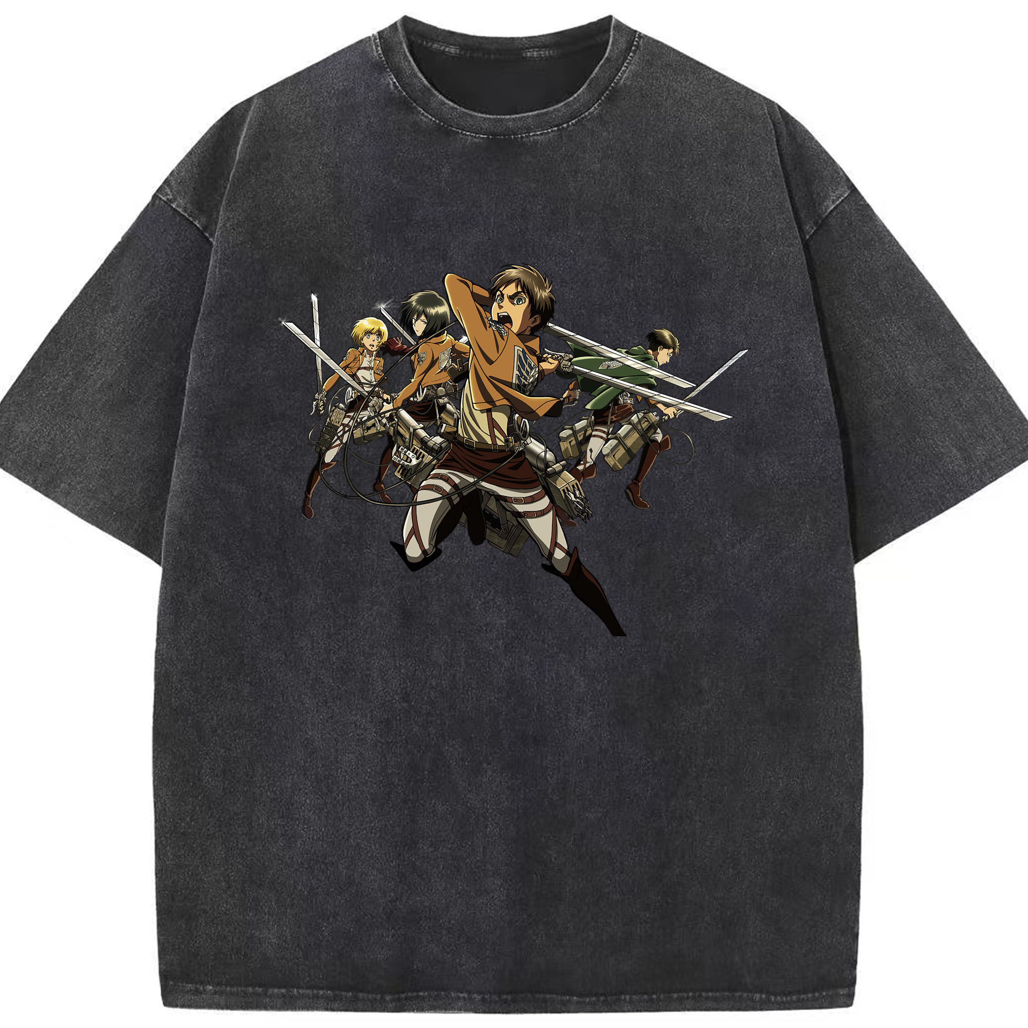 （画像用） 進撃の巨人 エレン･イェーガー Attack on Titan Eren Jäger 綿100% ヴィンテージ風 半袖Tシャツ（フロントプリント）