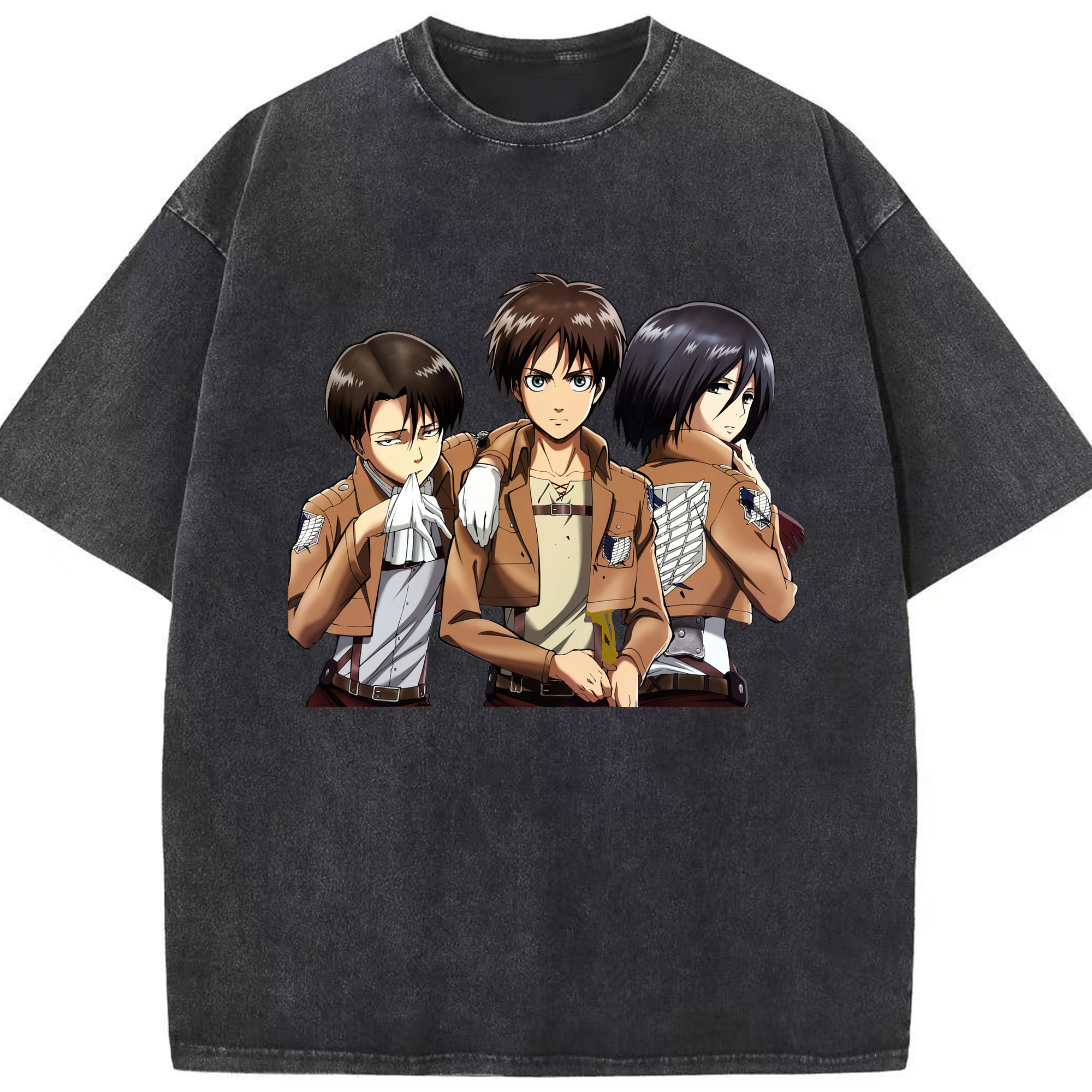 （画像用） 進撃の巨人 エレン･イェーガー Attack on Titan Eren Jäger 綿100% ヴィンテージ風 半袖Tシャツ（フロントプリント）