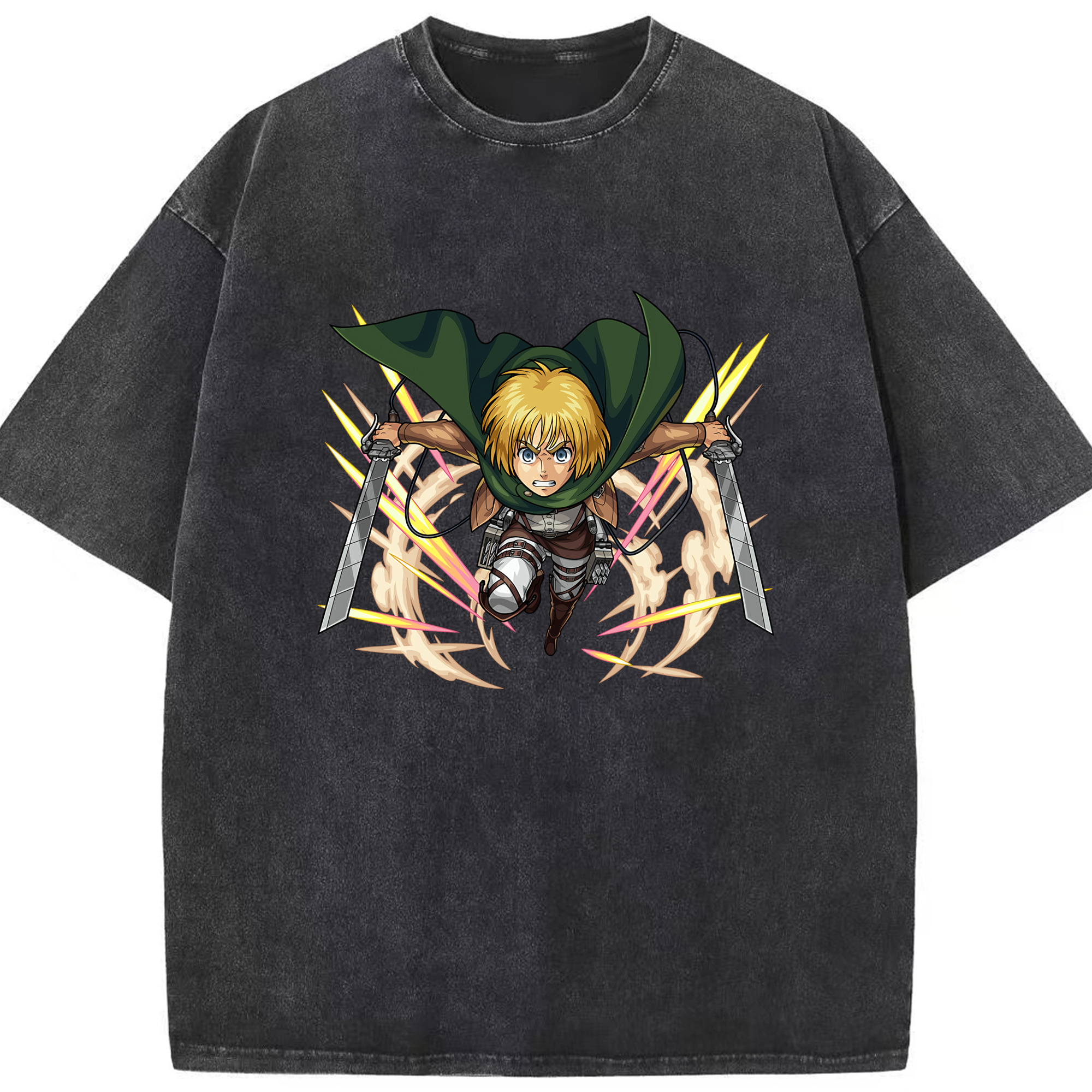 （画像用） 進撃の巨人 アルミン·アルレルト Attack on Titan Armin Arlert 綿100% ヴィンテージ風 半袖Tシャツ（フロントプリント）