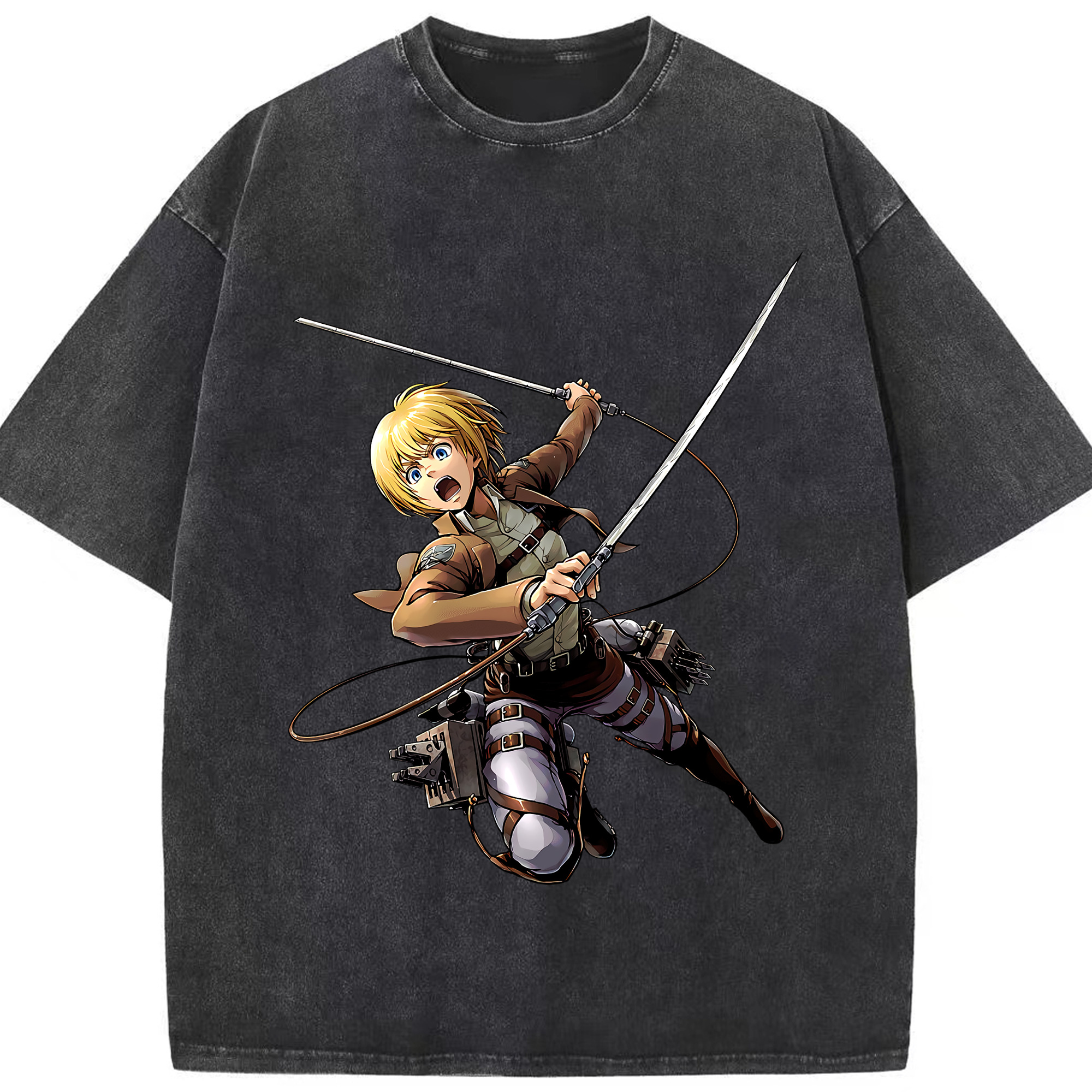 （画像用） 進撃の巨人 アルミン·アルレルト Attack on Titan Armin Arlert 綿100% ヴィンテージ風 半袖Tシャツ（フロントプリント）
