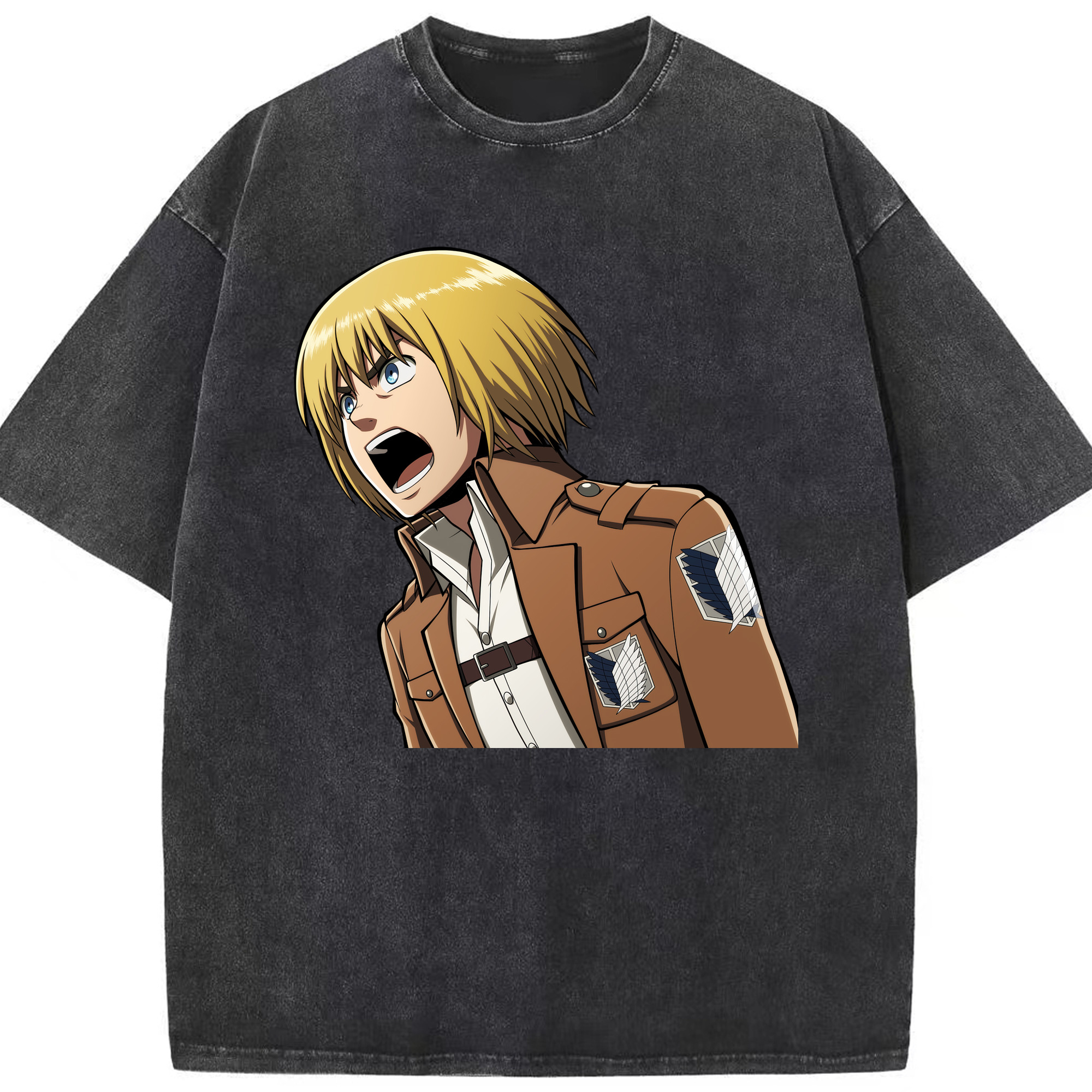 （画像用） 進撃の巨人 アルミン·アルレルト Attack on Titan Armin Arlert 綿100% ヴィンテージ風 半袖Tシャツ（フロントプリント）