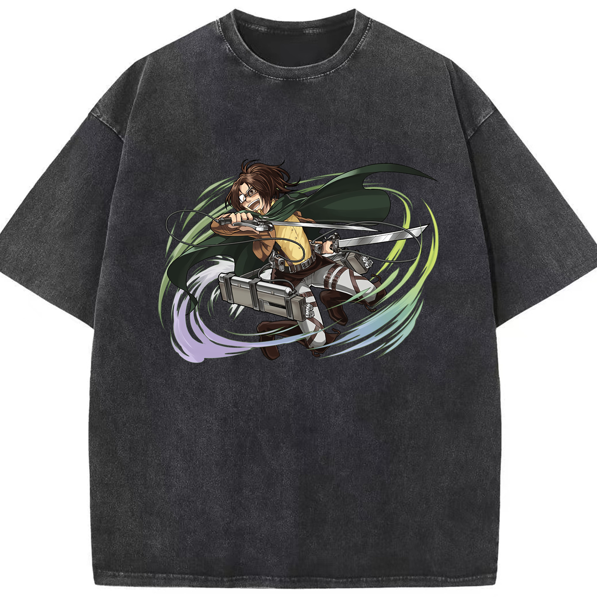 （画像用） 進撃の巨人 ハンジ·ゾエ Attack on Titan Hanji Zoe 綿100% ヴィンテージ風 半袖Tシャツ（フロントプリント）