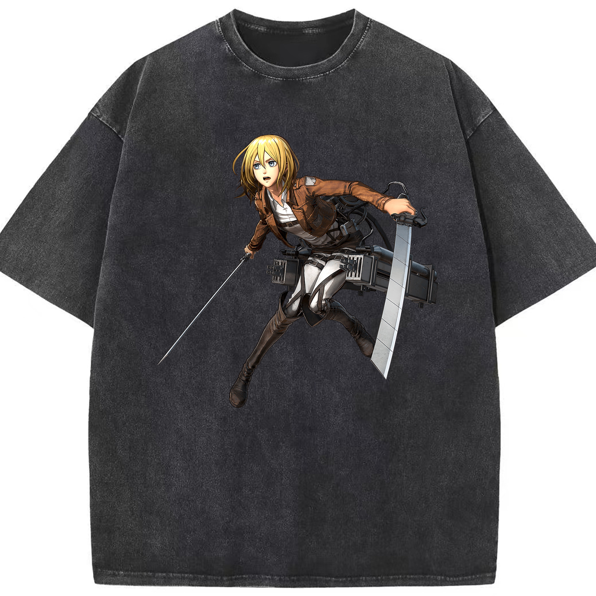 （画像用） 進撃の巨人 クリスタ·レンズ Attack on Titan Christa Lenz 綿100% ヴィンテージ風 半袖Tシャツ（フロントプリント）