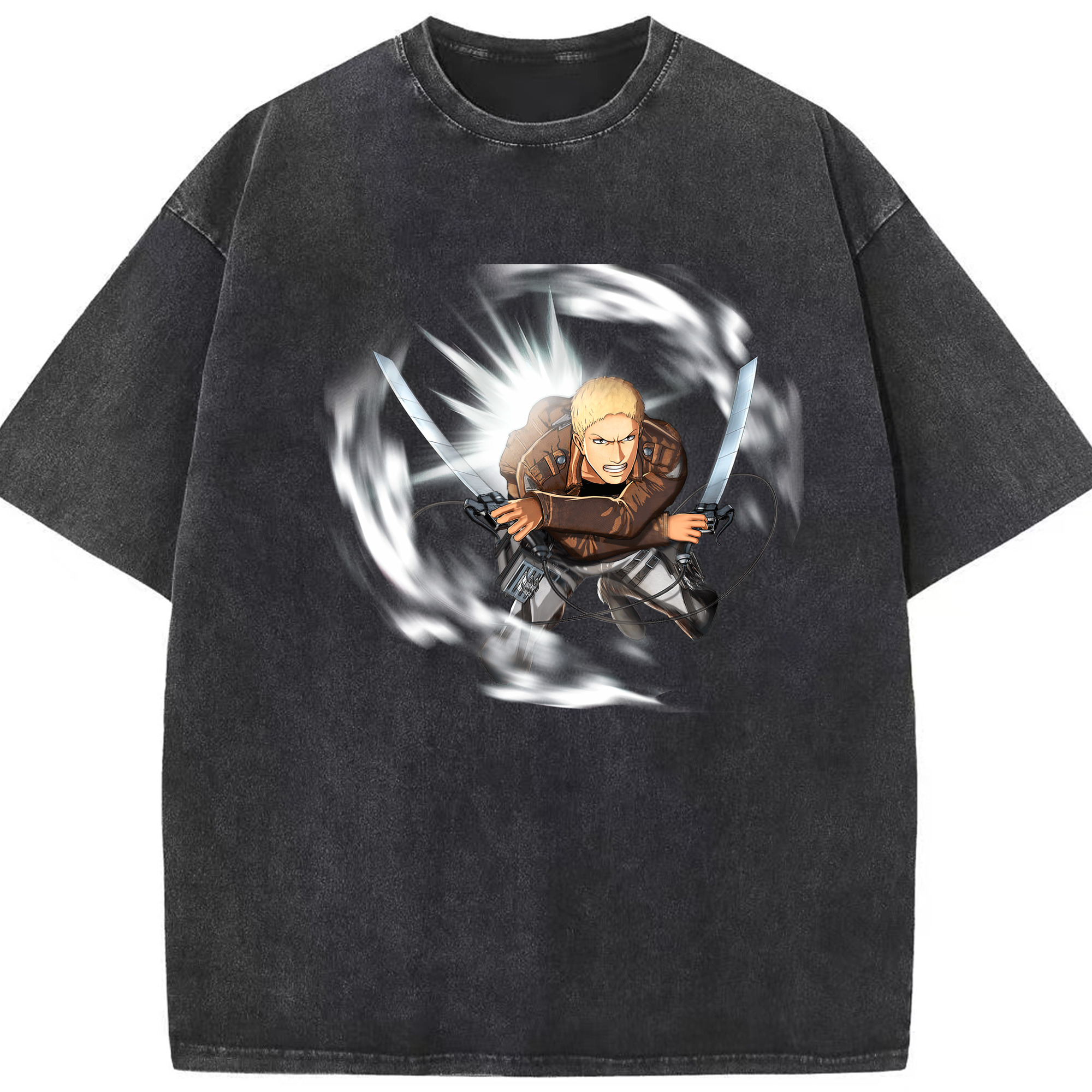 （画像用） 進撃の巨人 ライナー・ブラウン Attack on Titan Reiner Braun 綿100% ヴィンテージ風 半袖Tシャツ（フロントプリント）