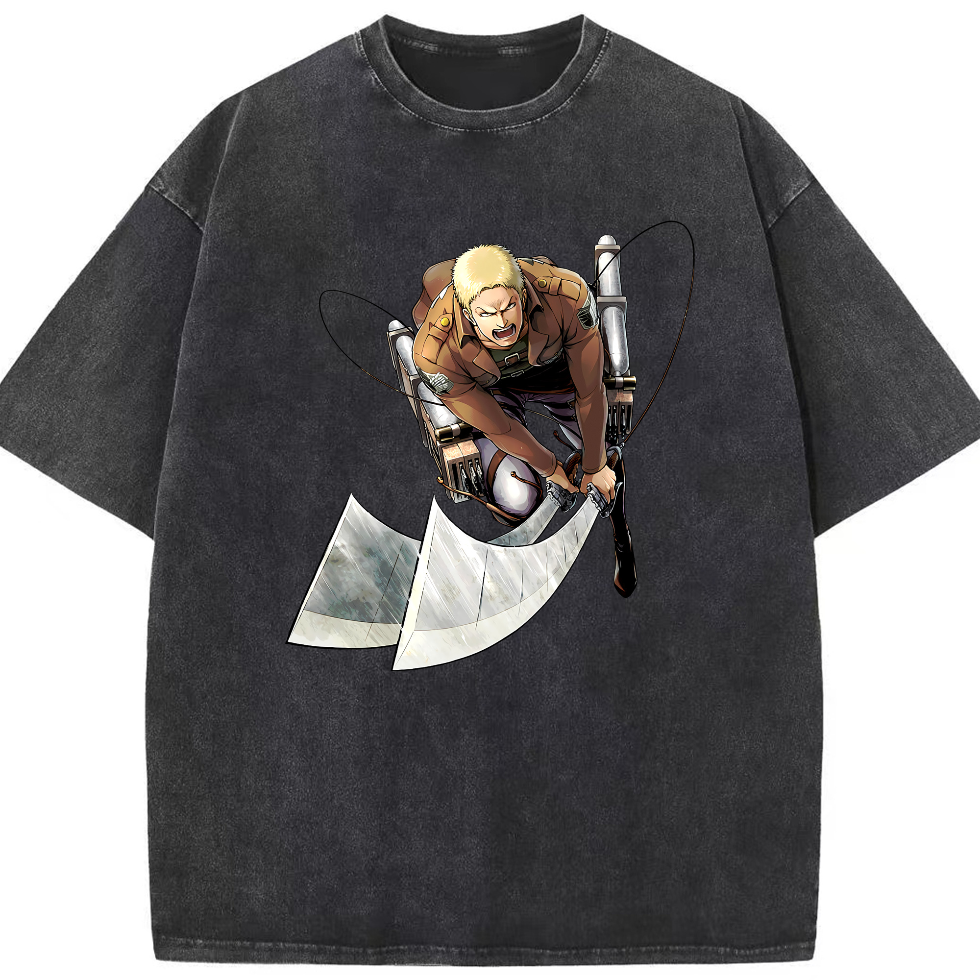 （画像用） 進撃の巨人 ライナー・ブラウン Attack on Titan Reiner Braun 綿100% ヴィンテージ風 半袖Tシャツ（フロントプリント）