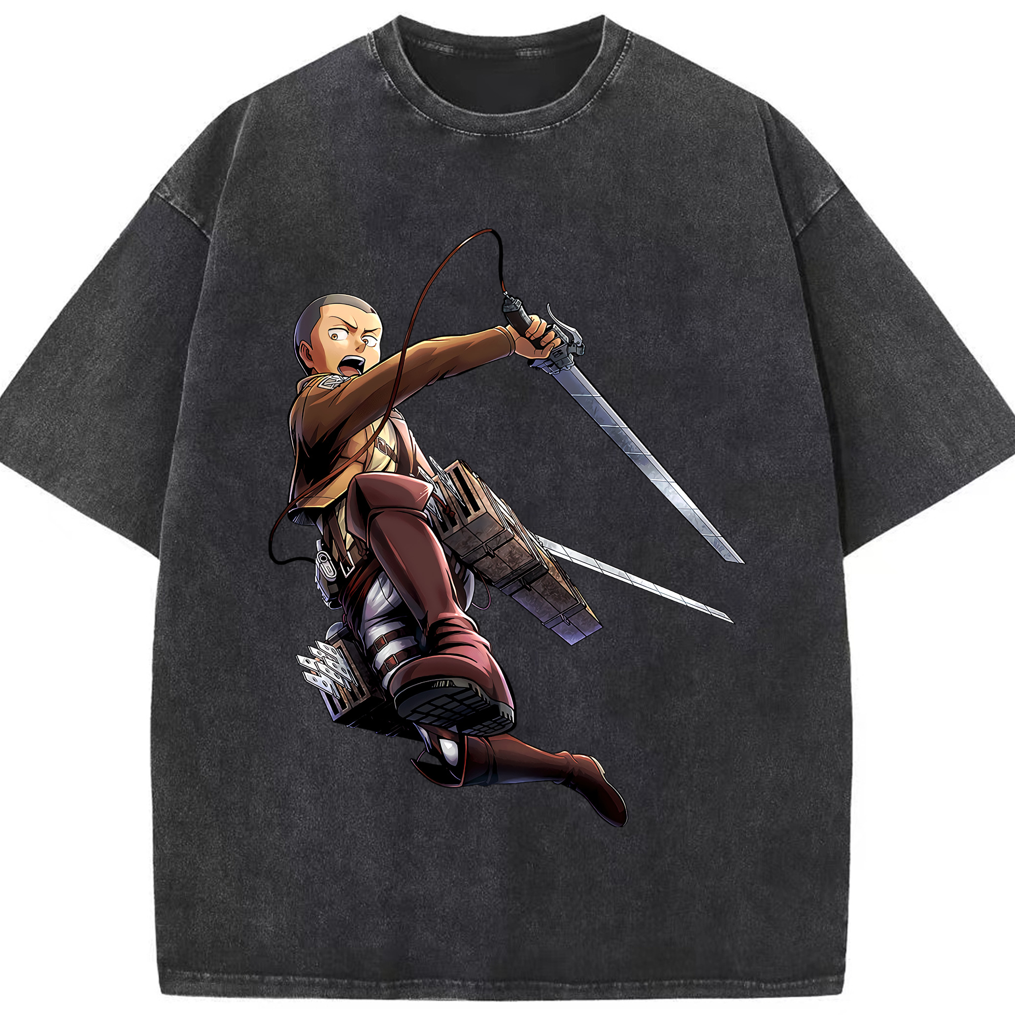 （画像用） 進撃の巨人 コニー·スプリンガー Attack on Titan Connie Springer 綿100% ヴィンテージ風 半袖Tシャツ（フロントプリント）