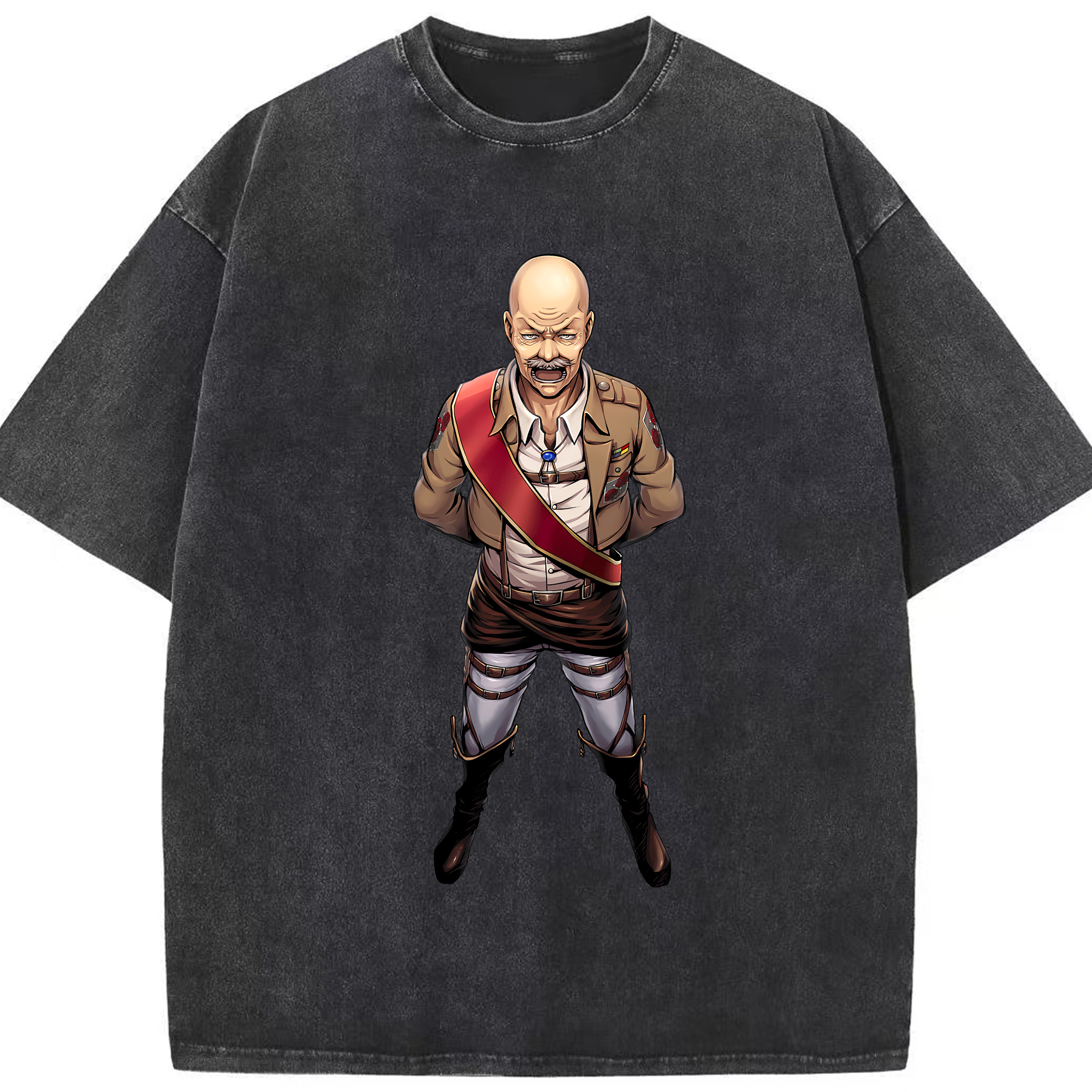 （画像用） 進撃の巨人 ドット·ピクシス Attack on Titan Dot Pixis 綿100% ヴィンテージ風 半袖Tシャツ（フロントプリント）