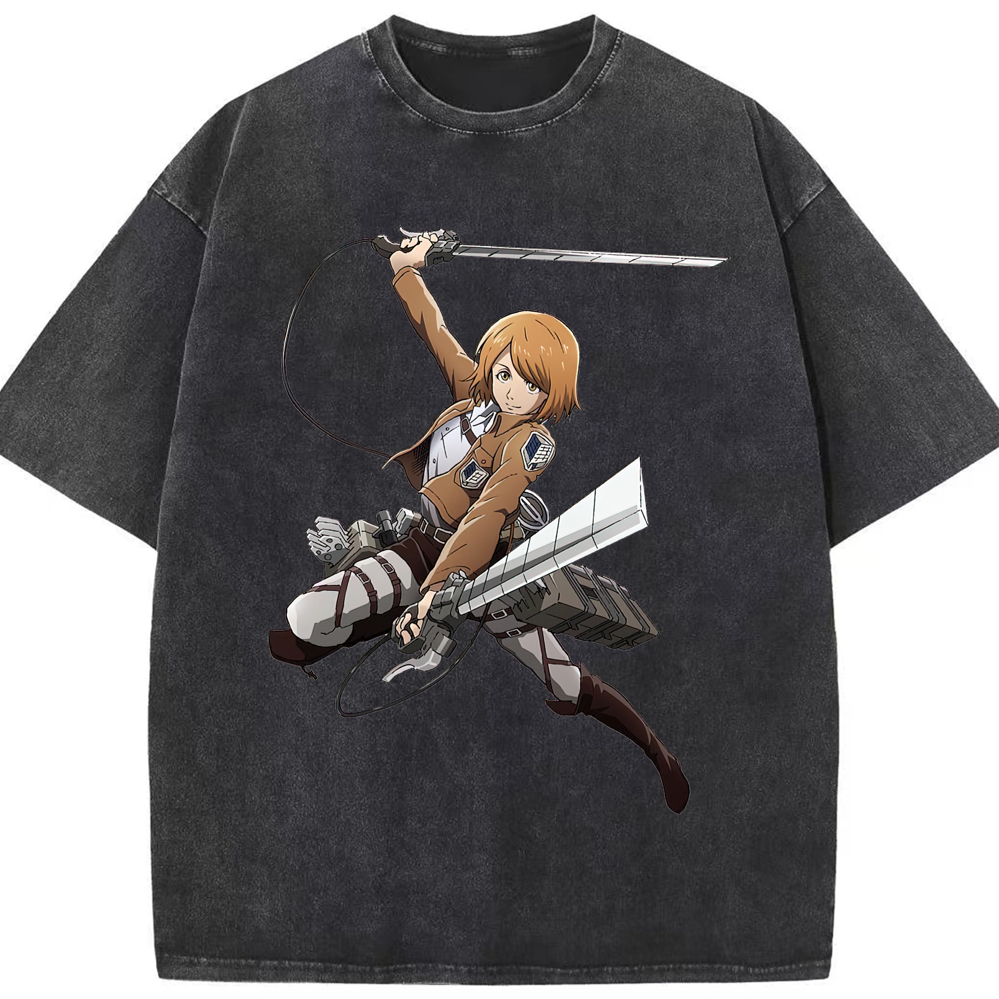 （画像用） 進撃の巨人 ペトラ·ラル Attack on Titan Petra Rall 綿100% ヴィンテージ風 半袖Tシャツ（フロントプリント）