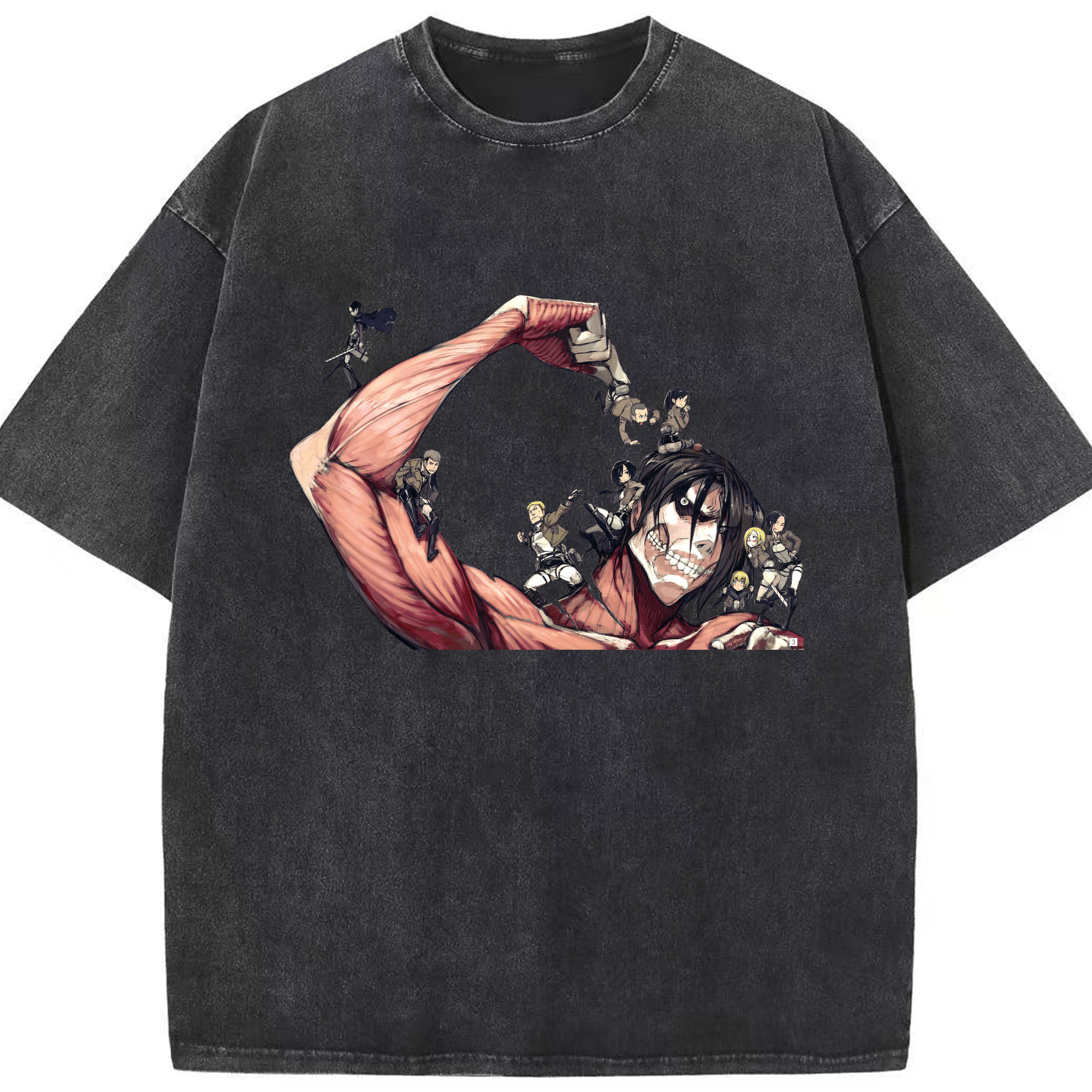 （画像用） 進撃の巨人 Attack on Titan 綿100% ヴィンテージ風 半袖Tシャツ（フロントプリント）