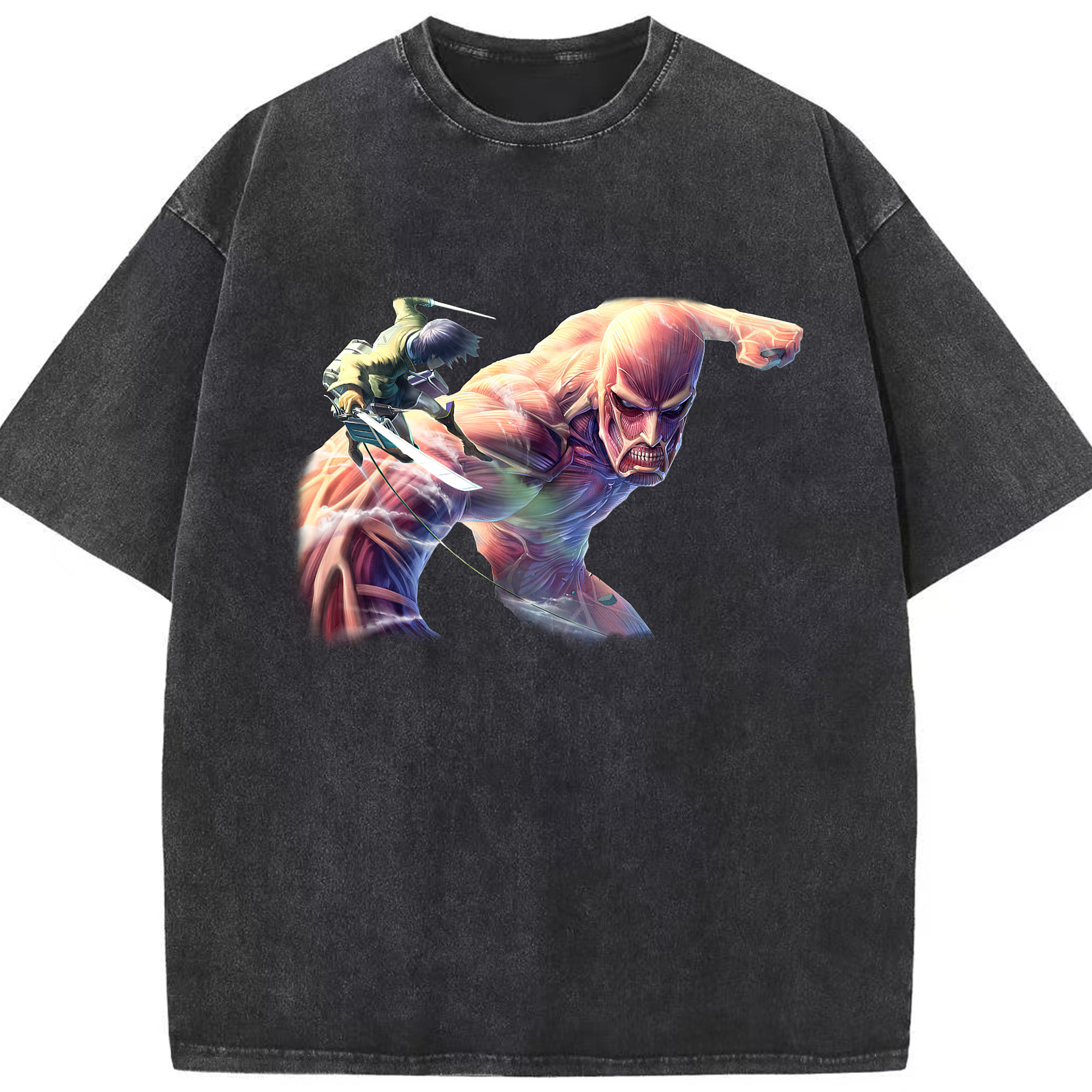 （画像用） 進撃の巨人 Attack on Titan 綿100% ヴィンテージ風 半袖Tシャツ（フロントプリント）