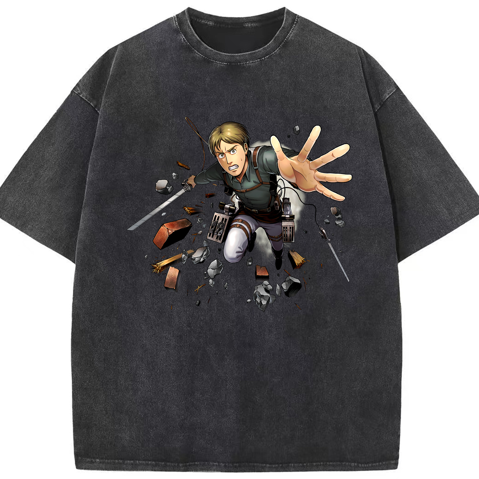 （画像用） 進撃の巨人 Attack on Titan 綿100% ヴィンテージ風 半袖Tシャツ（フロントプリント）