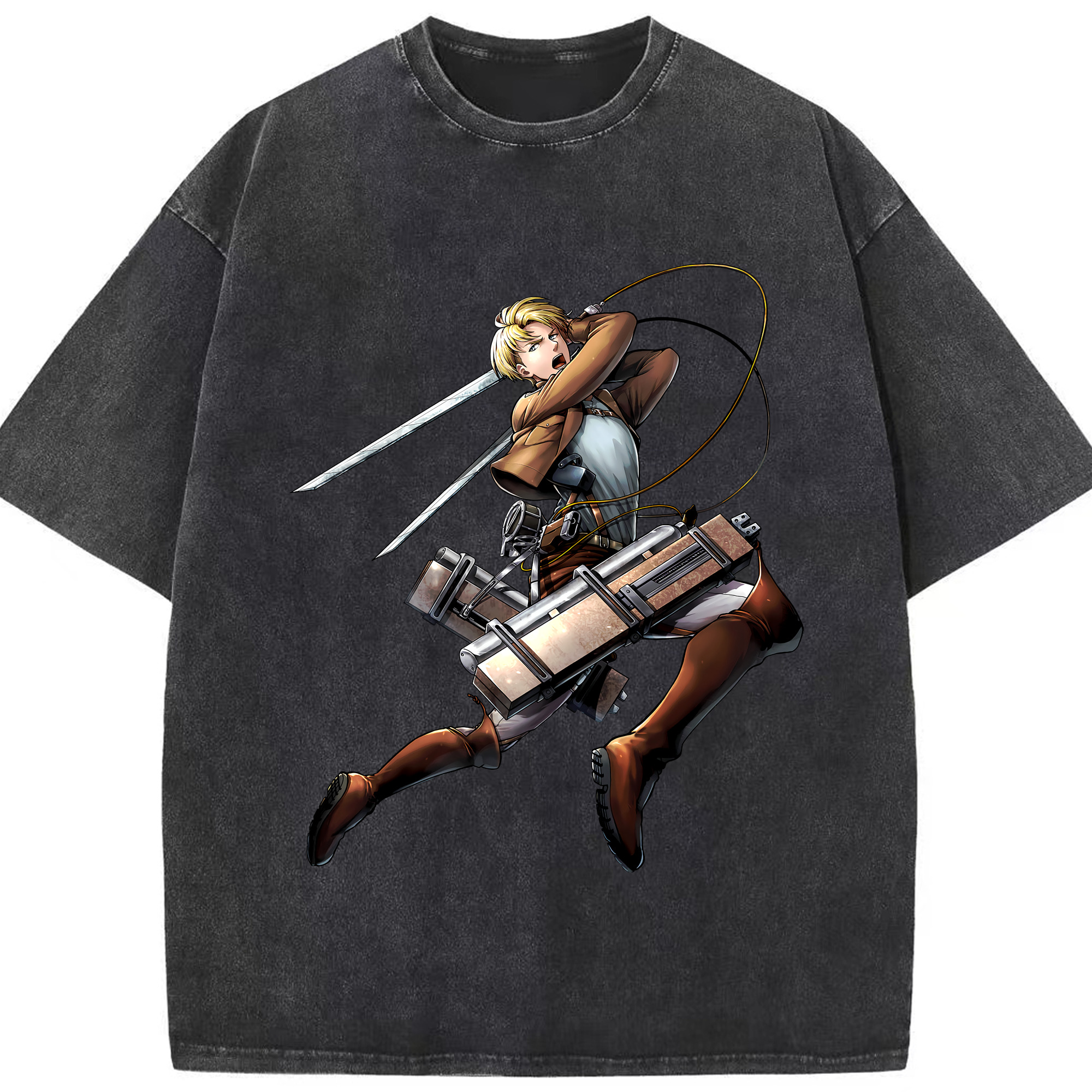 （画像用） 進撃の巨人 Attack on Titan 綿100% ヴィンテージ風 半袖Tシャツ（フロントプリント）