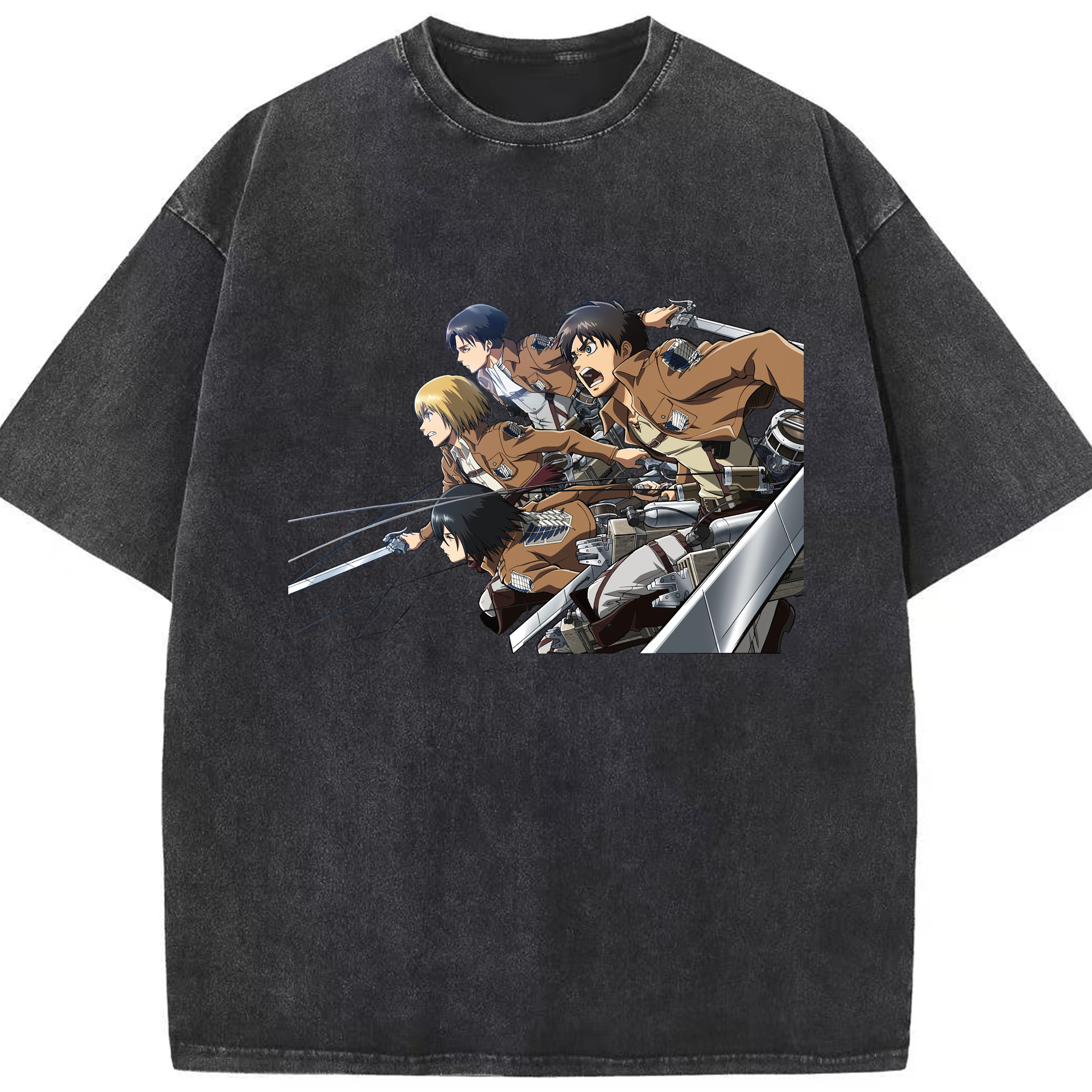 （画像用） 進撃の巨人 Attack on Titan 綿100% ヴィンテージ風 半袖Tシャツ（フロントプリント）