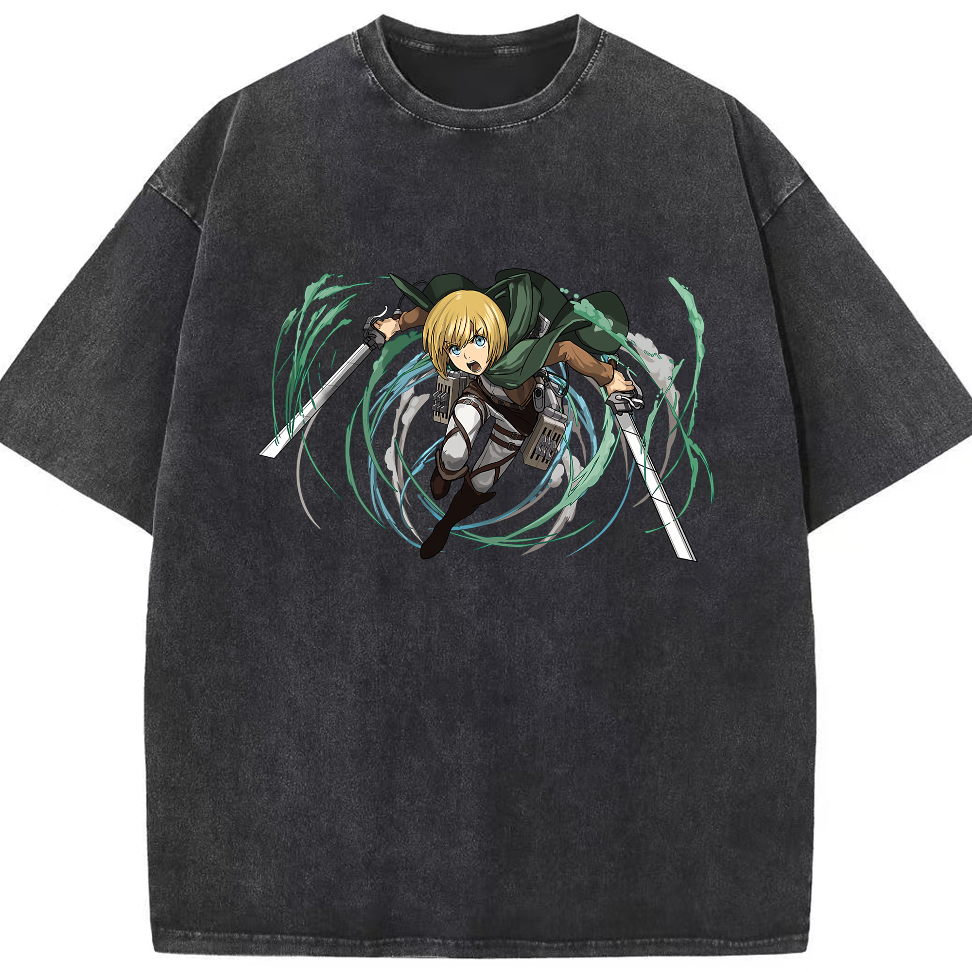 （画像用） 進撃の巨人 アルミン·アルレルト Attack on Titan Armin Arlert 綿100% ヴィンテージ風 半袖Tシャツ（フロントプリント）