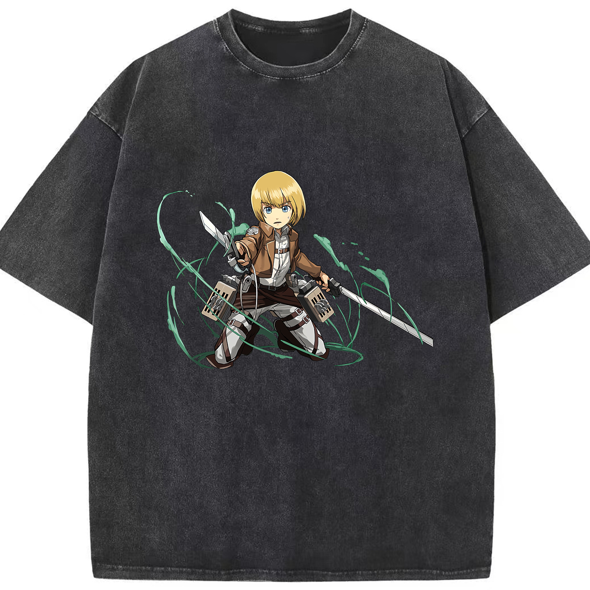 （画像用） 進撃の巨人 アルミン·アルレルト Attack on Titan Armin Arlert 綿100% ヴィンテージ風 半袖Tシャツ（フロントプリント）