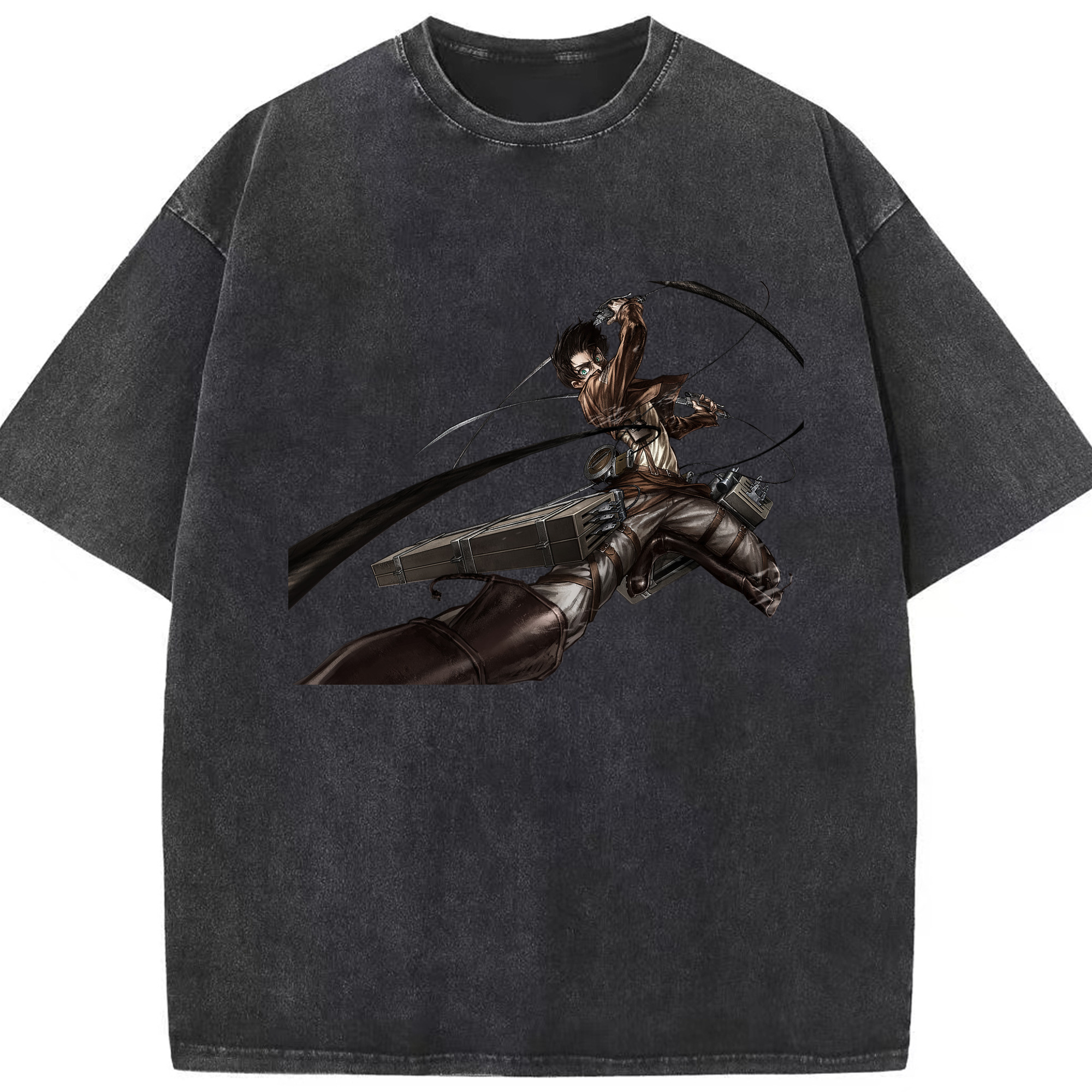（画像用） 進撃の巨人 エレン･イェーガー Attack on Titan Eren Jäger 綿100% ヴィンテージ風 半袖Tシャツ（フロントプリント）