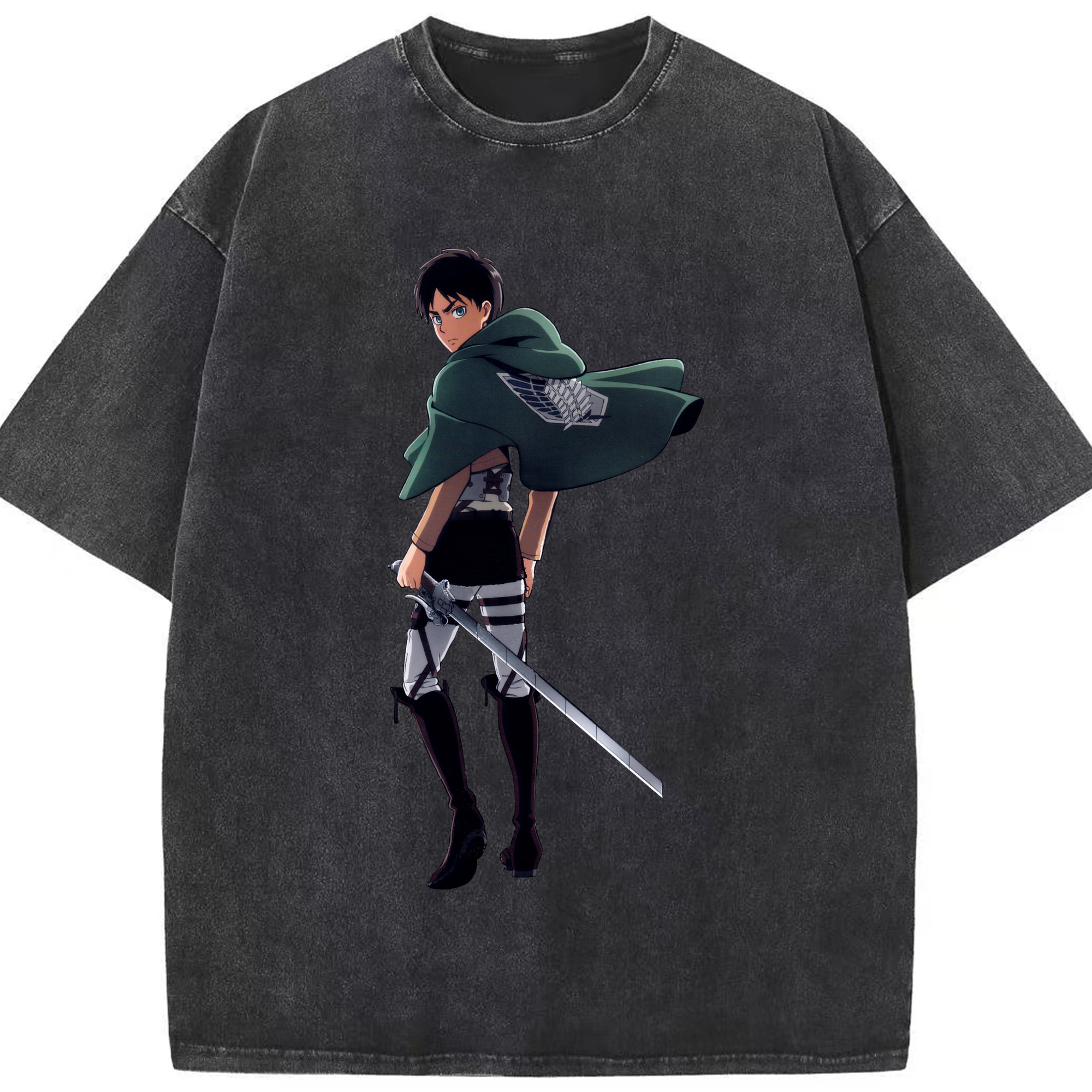 （画像用） 進撃の巨人 エレン･イェーガー Attack on Titan Eren Jäger 綿100% ヴィンテージ風 半袖Tシャツ（フロントプリント）