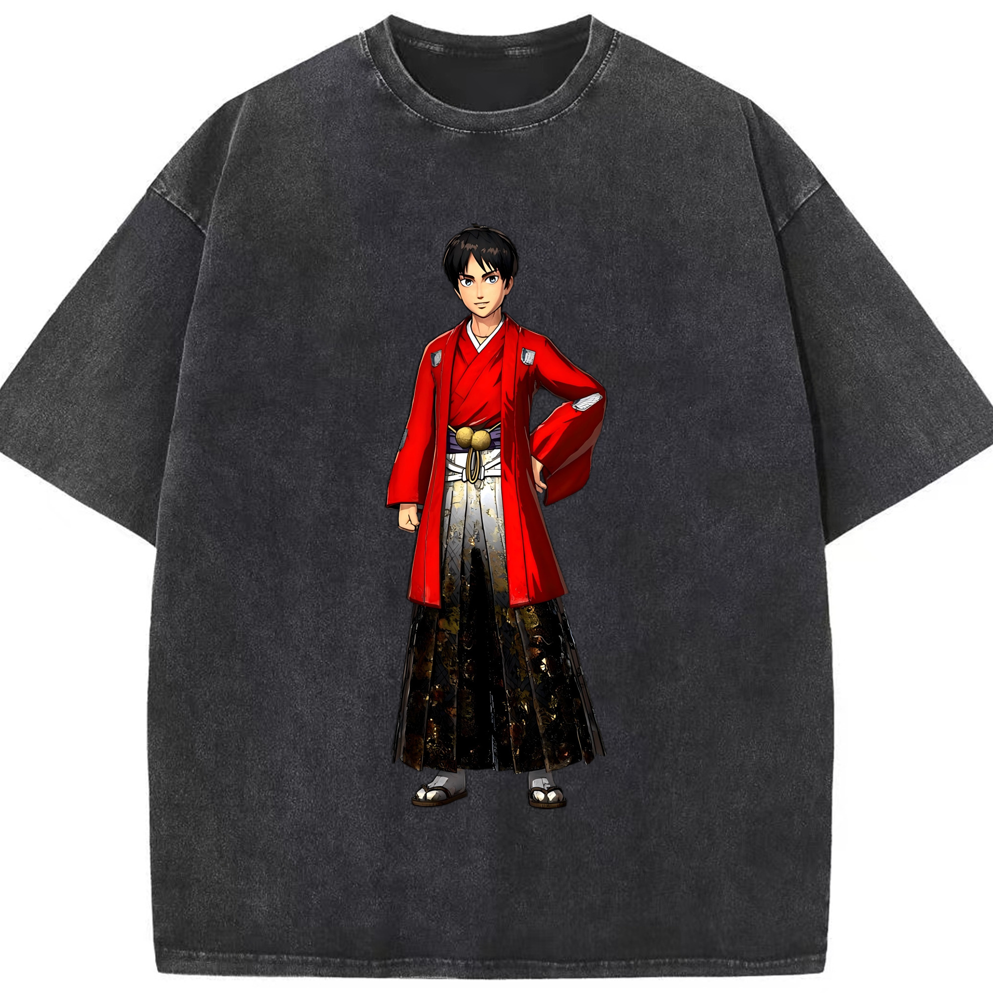 （画像用） 進撃の巨人 エレン･イェーガー Attack on Titan Eren Jäger 綿100% ヴィンテージ風 半袖Tシャツ（フロントプリント）