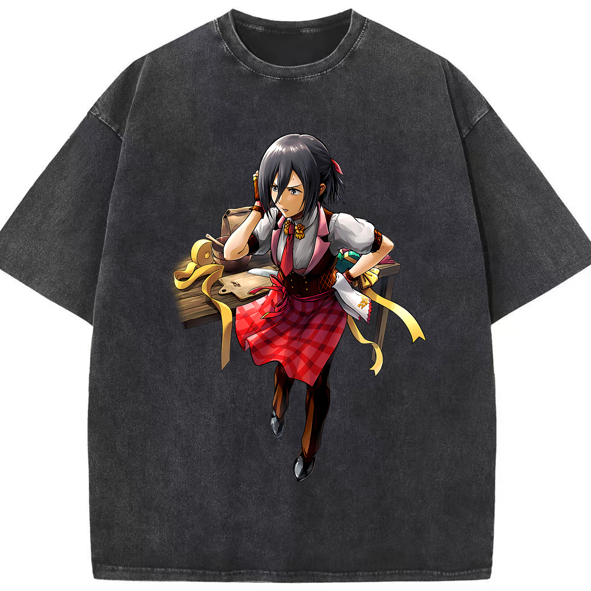 （画像用） 進撃の巨人 ミカサ·アッカーマン Attack on Titan Mikasa Ackerman 綿100% ヴィンテージ風 半袖Tシャツ（フロントプリント）