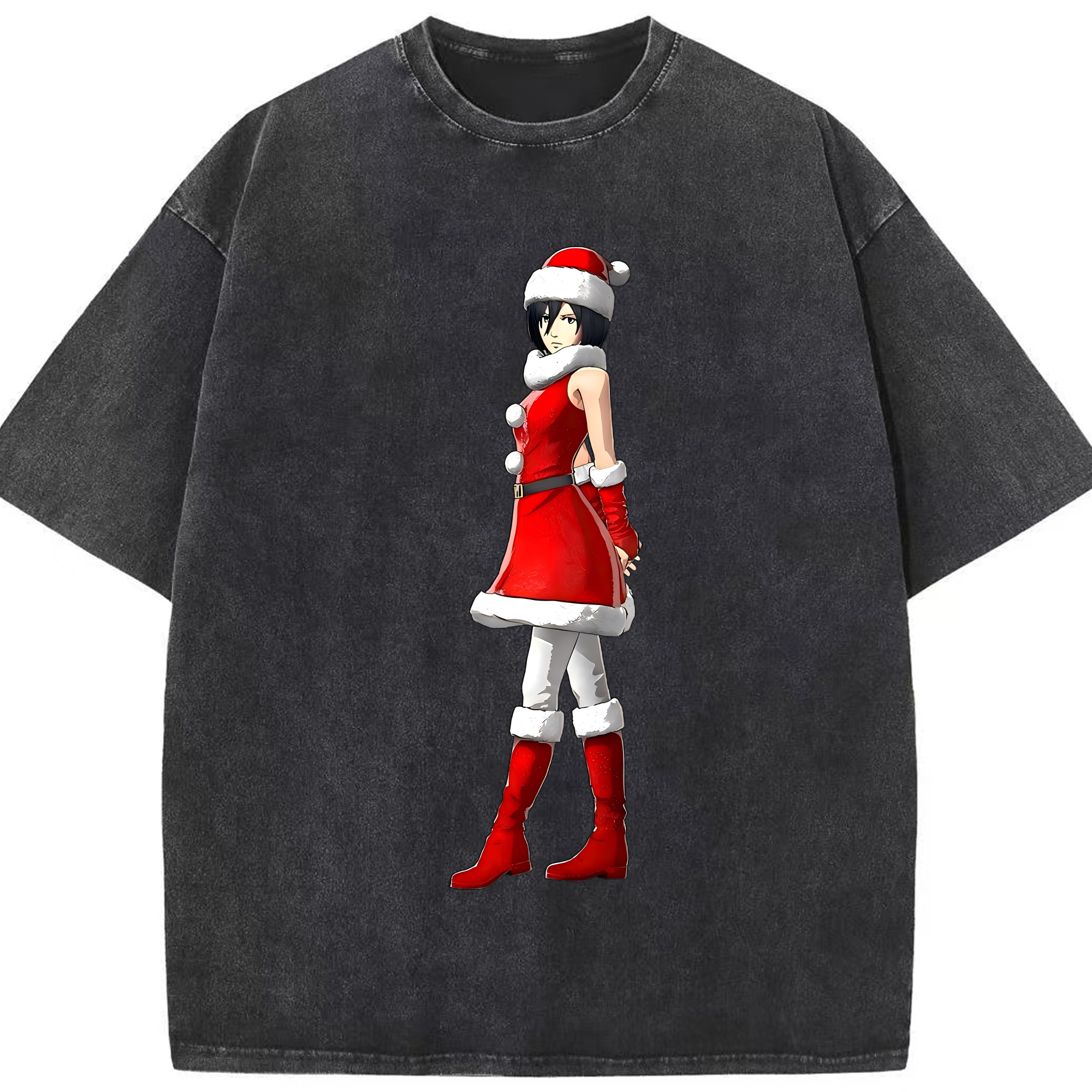 （画像用） 進撃の巨人 ミカサ·アッカーマン Attack on Titan Mikasa Ackerman 綿100% ヴィンテージ風 半袖Tシャツ（フロントプリント）