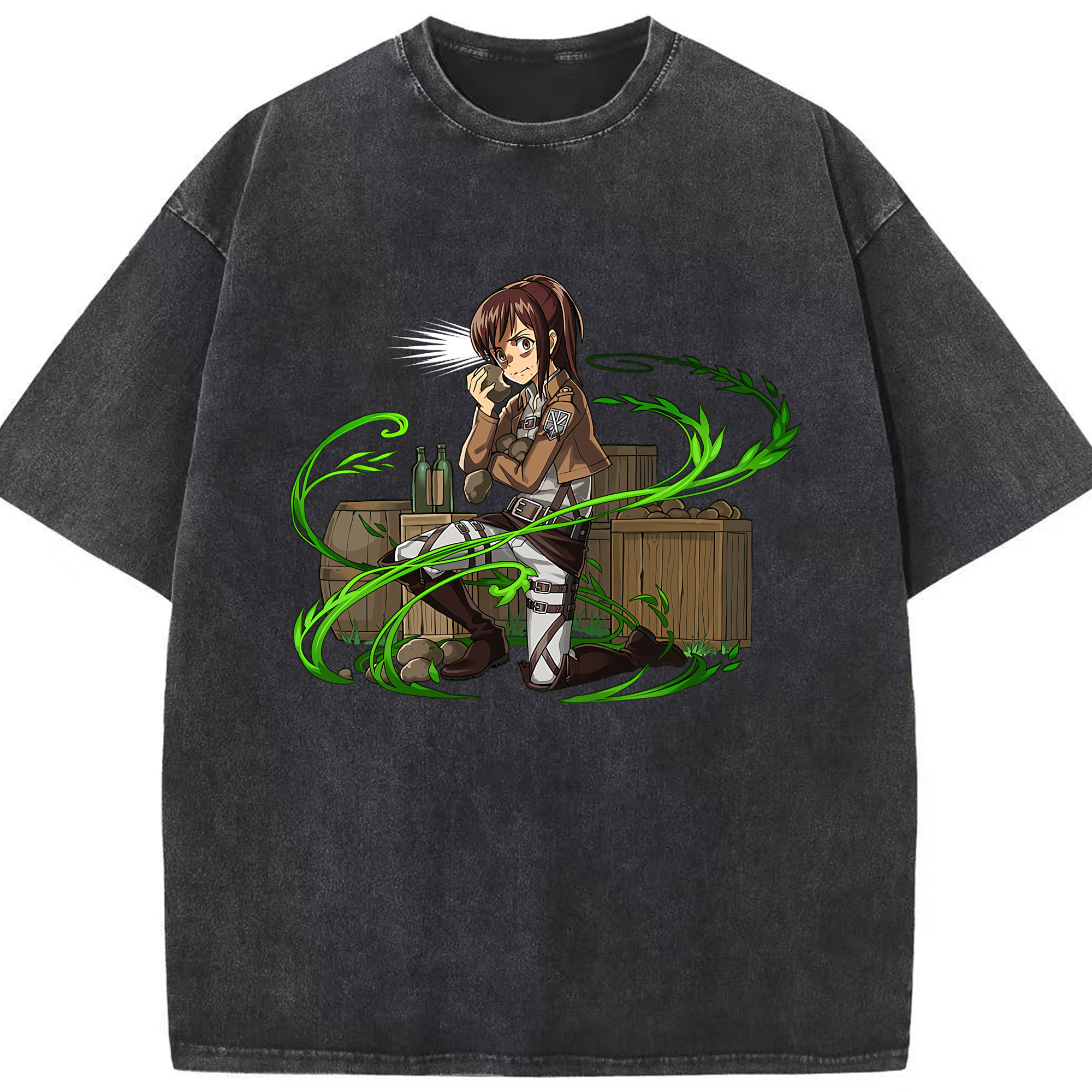 （画像用） 進撃の巨人 サシャ·ブラウス Attack on Titan Sasha Blaus 綿100% ヴィンテージ風 半袖Tシャツ（フロントプリント）