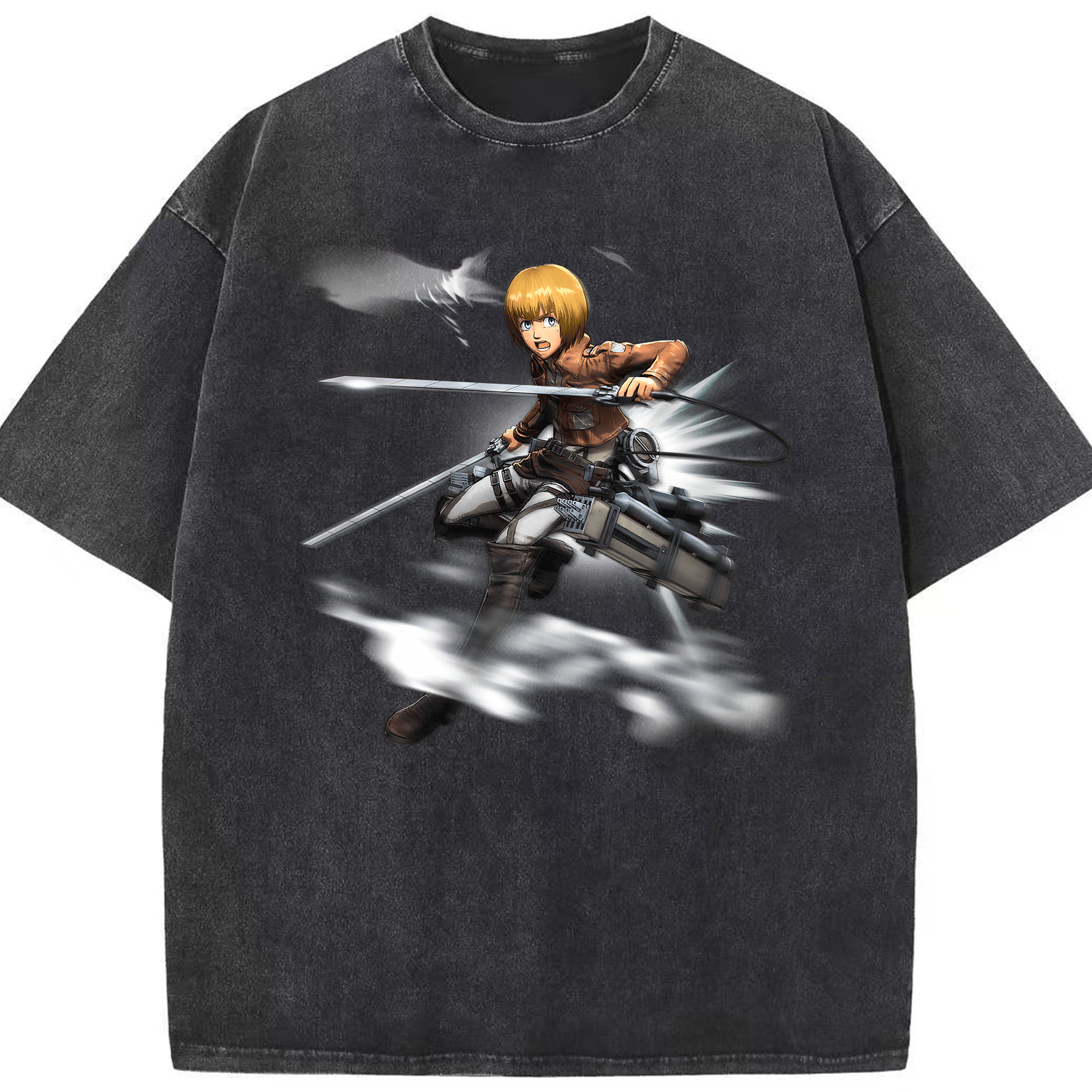 （画像用） 進撃の巨人 アルミン·アルレルト Attack on Titan Armin Arlert 綿100% ヴィンテージ風 半袖Tシャツ（フロントプリント）