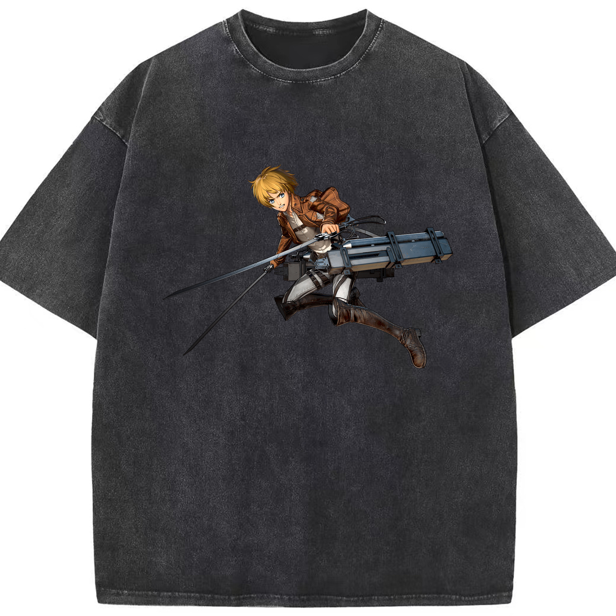 （画像用） 進撃の巨人 アルミン·アルレルト Attack on Titan Armin Arlert 綿100% ヴィンテージ風 半袖Tシャツ（フロントプリント）