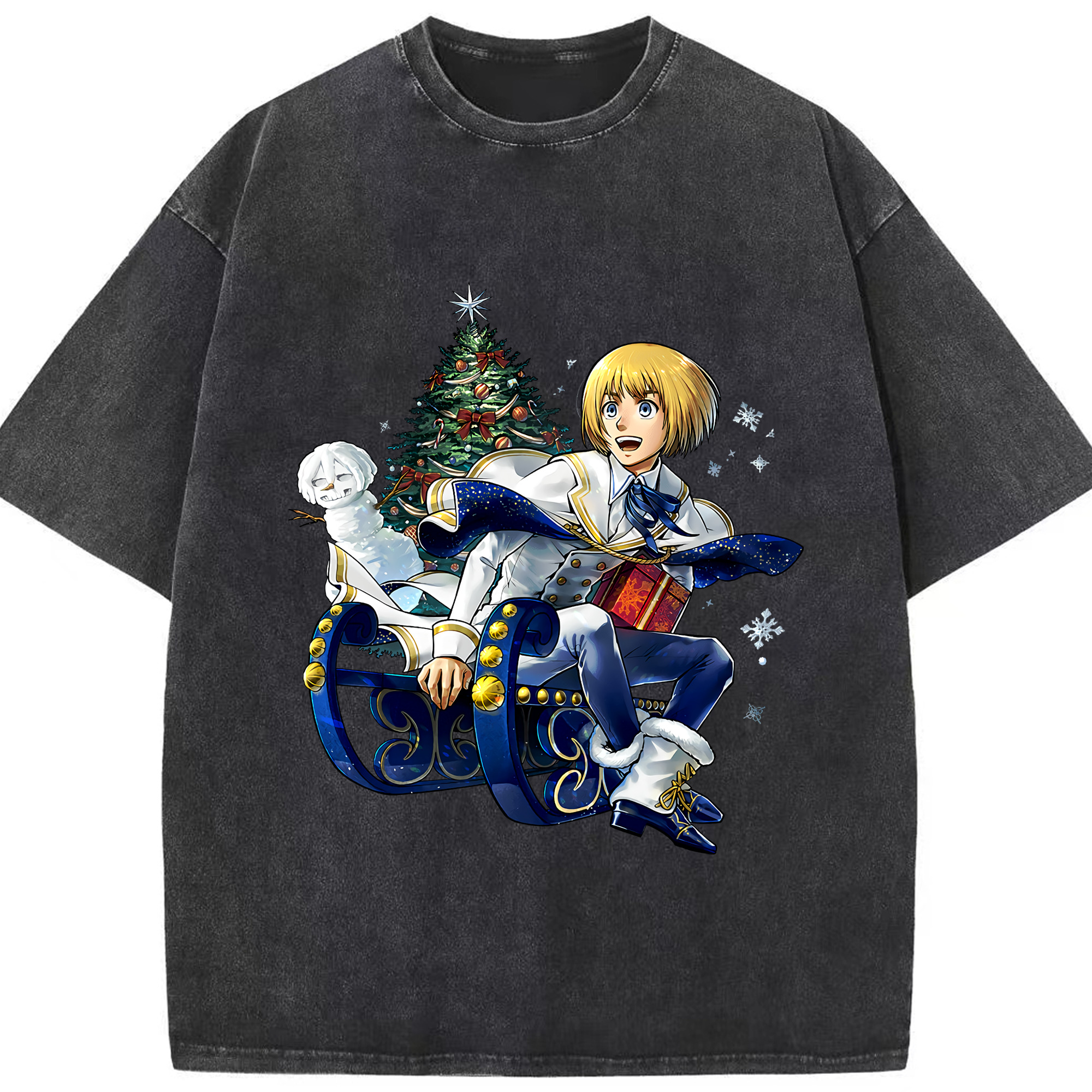 （画像用） 進撃の巨人 アルミン·アルレルト Attack on Titan Armin Arlert 綿100% ヴィンテージ風 半袖Tシャツ（フロントプリント）