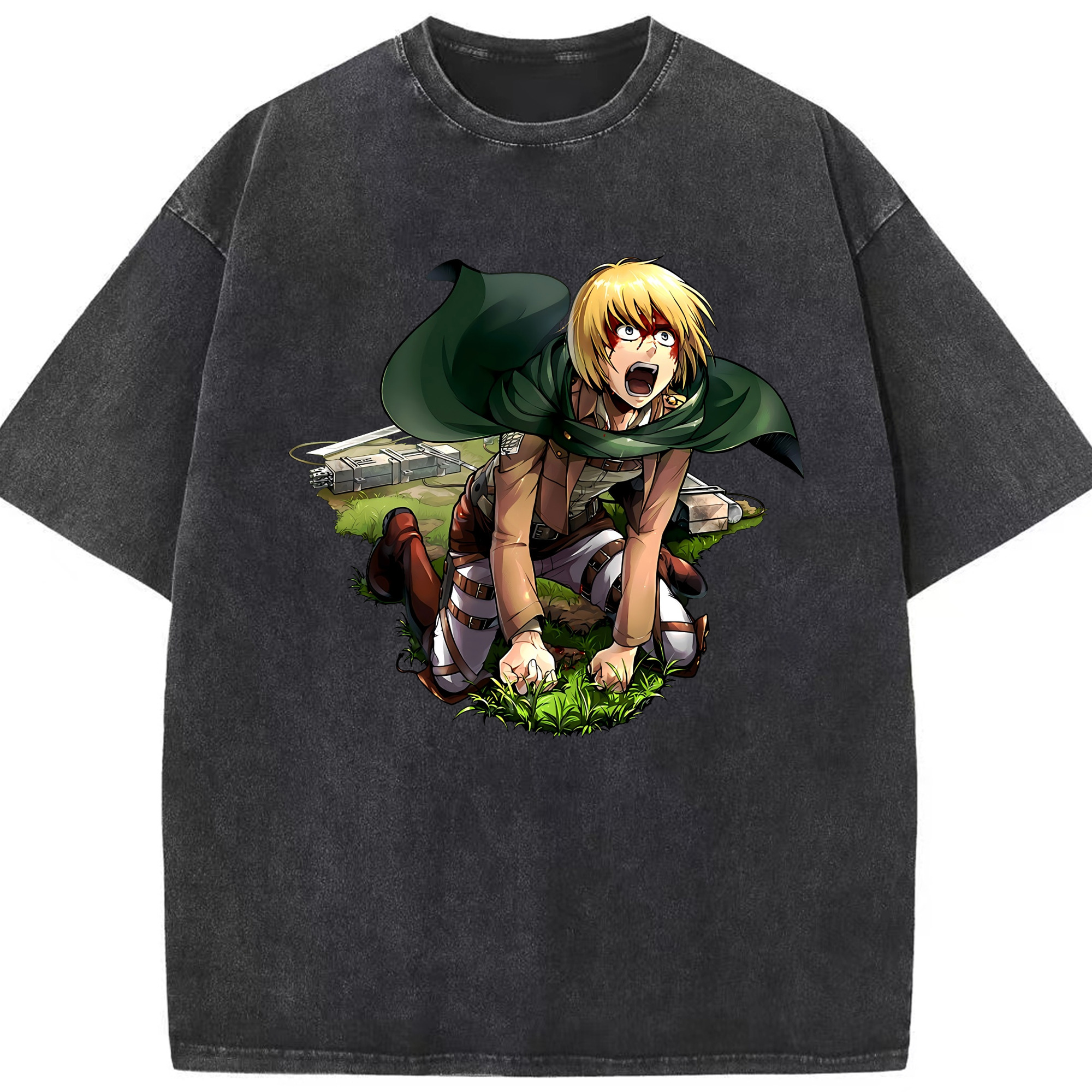 （画像用） 進撃の巨人 アルミン·アルレルト Attack on Titan Armin Arlert 綿100% ヴィンテージ風 半袖Tシャツ（フロントプリント）