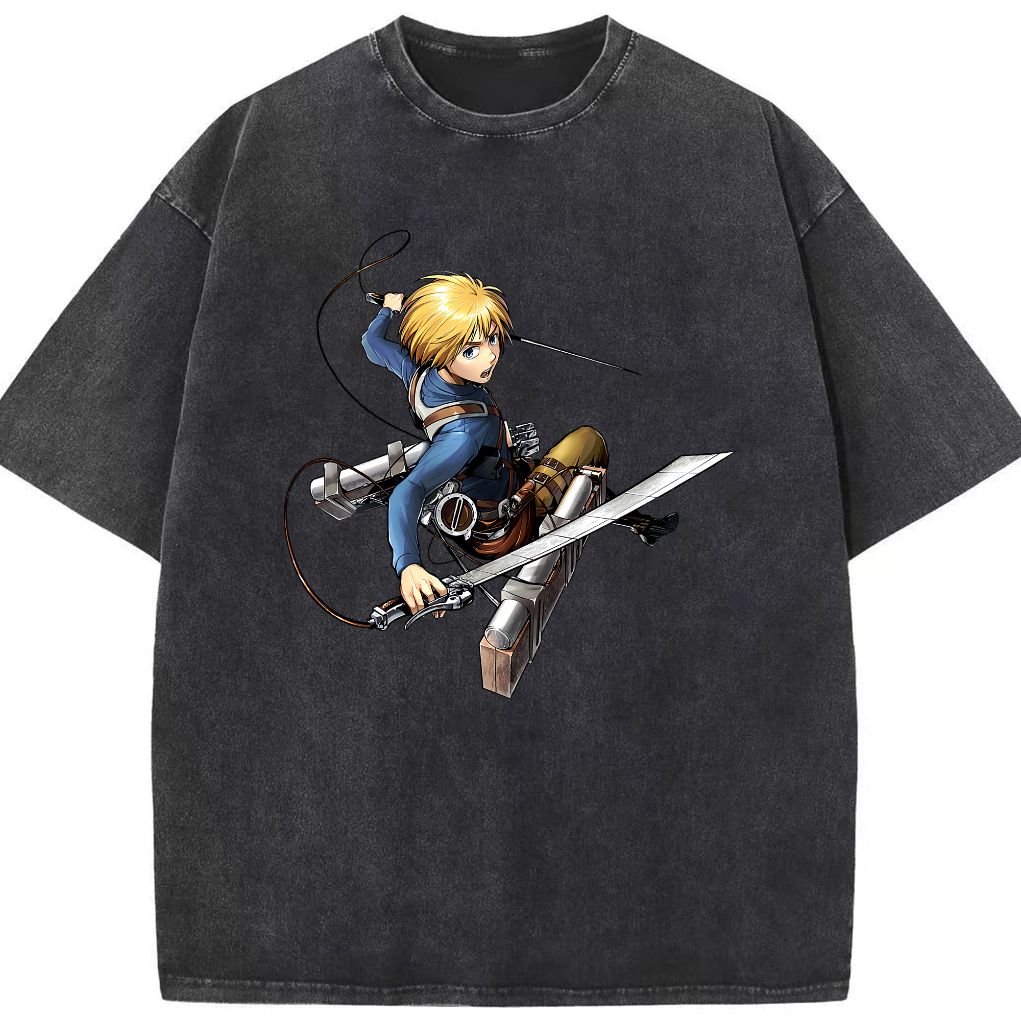（画像用） 進撃の巨人 アルミン·アルレルト Attack on Titan Armin Arlert 綿100% ヴィンテージ風 半袖Tシャツ（フロントプリント）