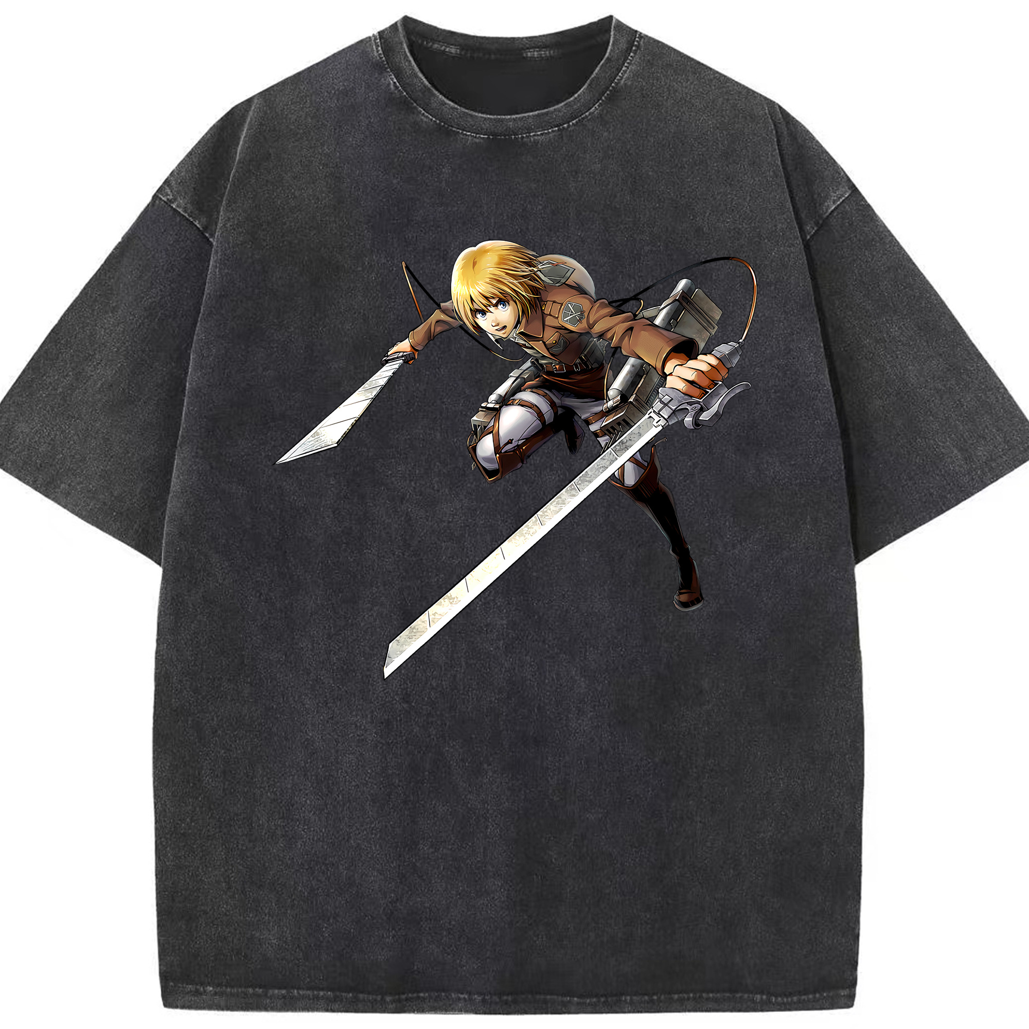 （画像用） 進撃の巨人 アルミン·アルレルト Attack on Titan Armin Arlert 綿100% ヴィンテージ風 半袖Tシャツ（フロントプリント）