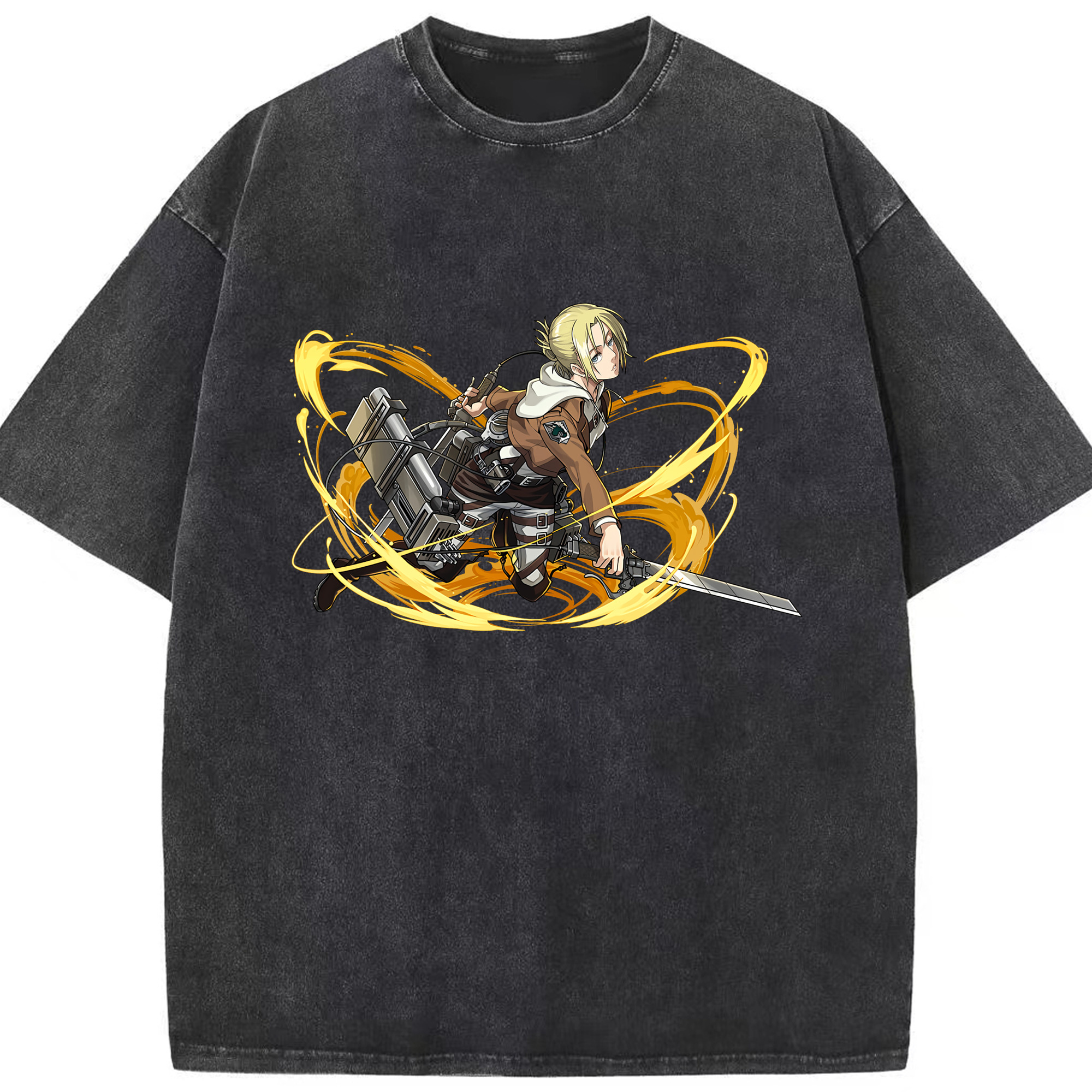 （画像用） 進撃の巨人 アニ・レオンハート Attack on Titan Annie Leonhart 綿100% ヴィンテージ風 半袖Tシャツ（フロントプリント）